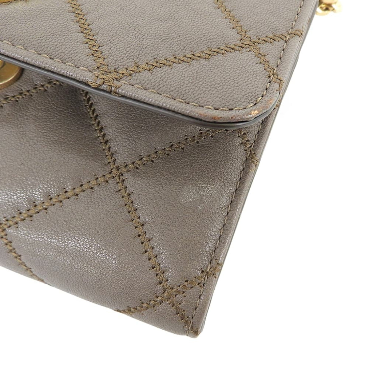 Tory Burch Grayish Leather Shoulder Bag (Pre-Owned)