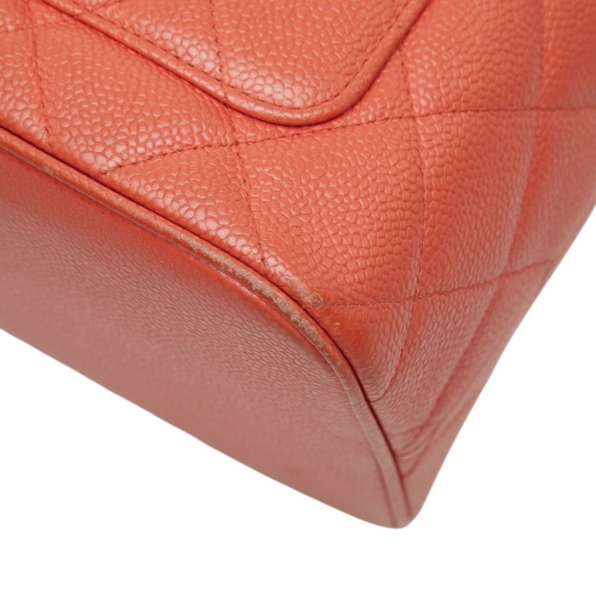 Chanel Matelasse Orange Grained Calfskin Handbag Tote Bag (Pre-Owned)