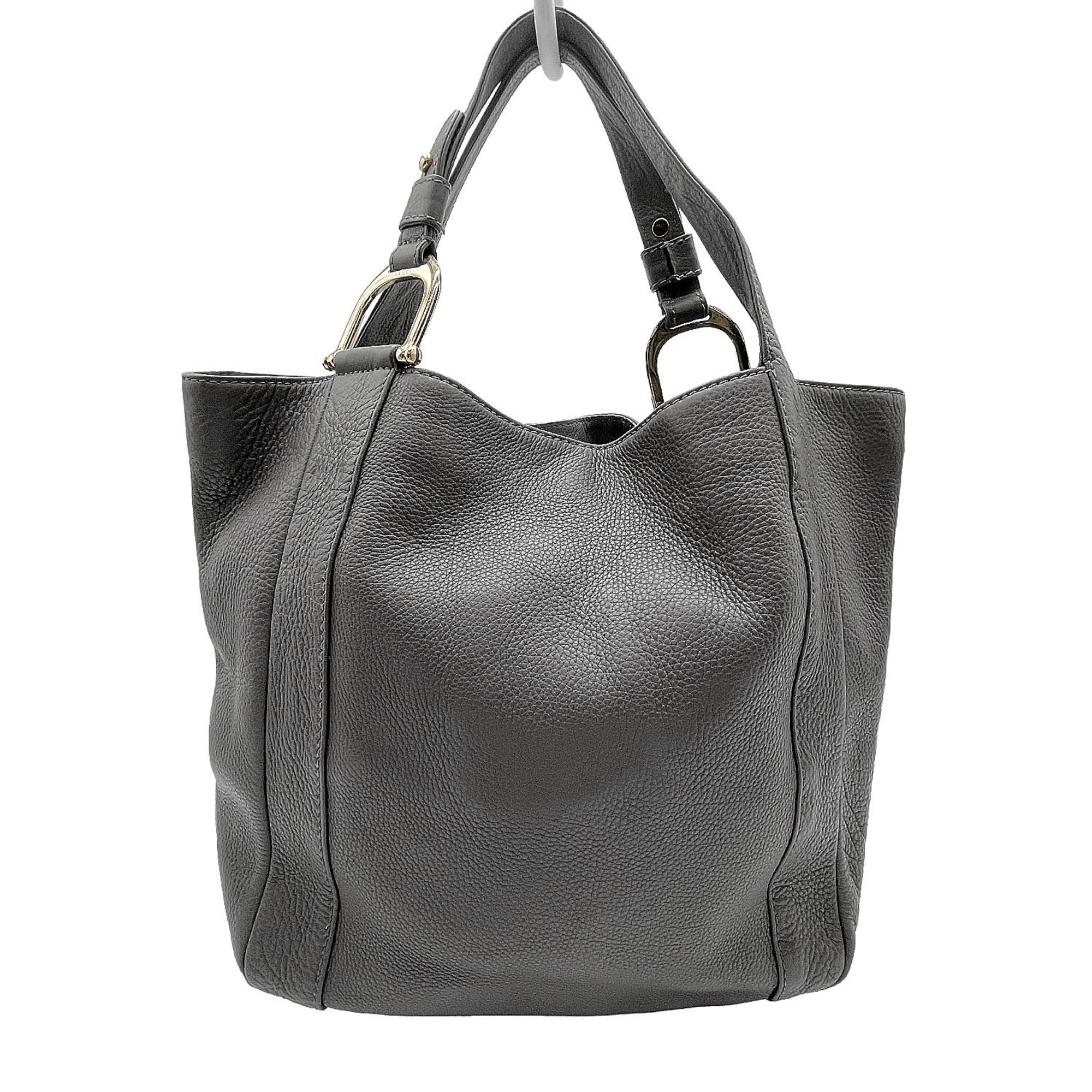 Gucci Horsebit Gray Leather Tote Bag (Pre-Owned)