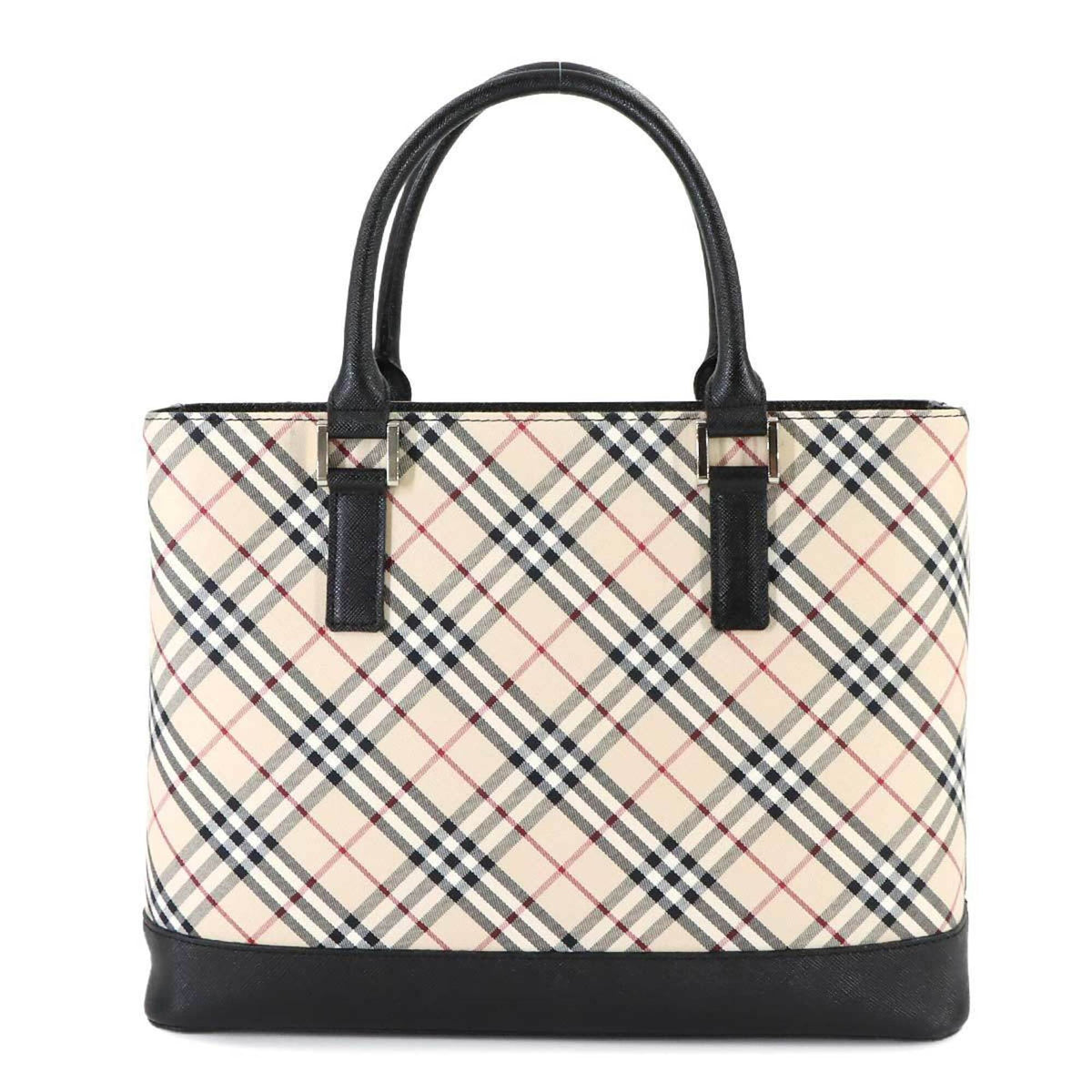 Burberry Beige Black Canvas Handbag (Pre-Owned)