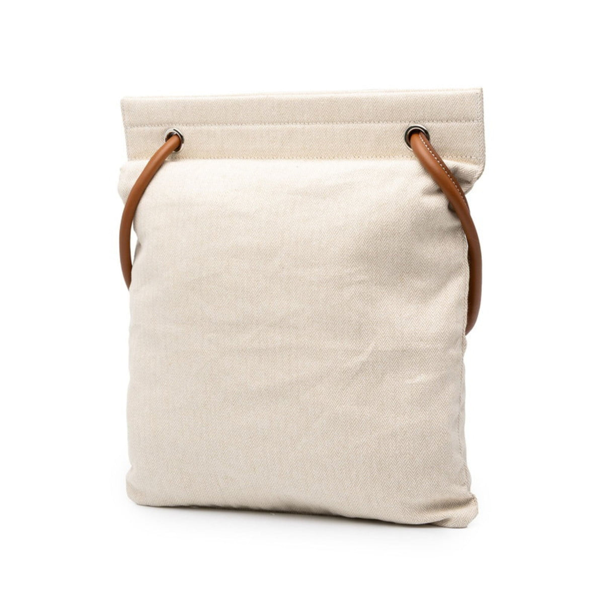 Hermes Beige Brown Cotton Leather Shoulder Bag (Pre-Owned)