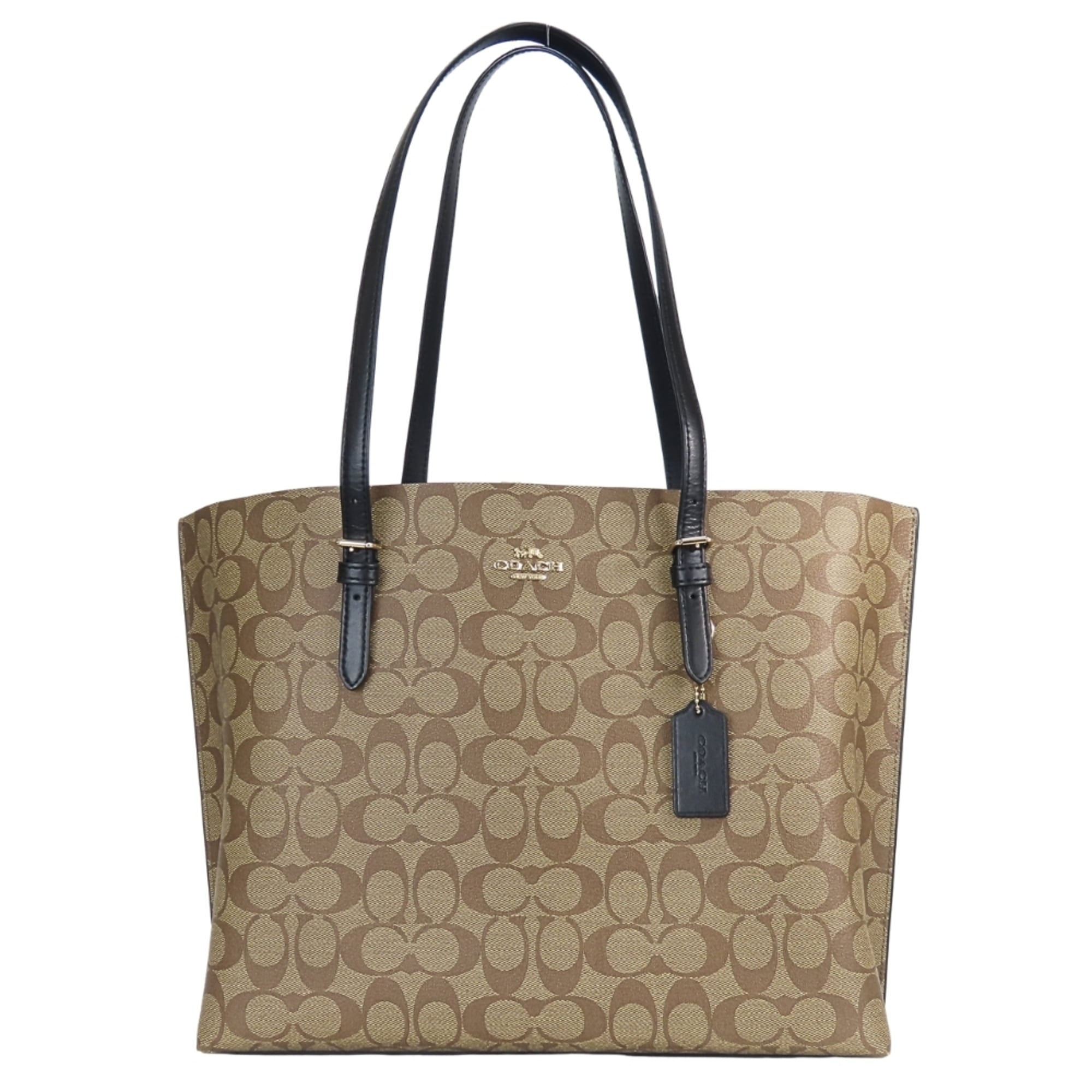 Coach Signature Black Brown Pvc Leather Tote Bag (Pre-Owned)