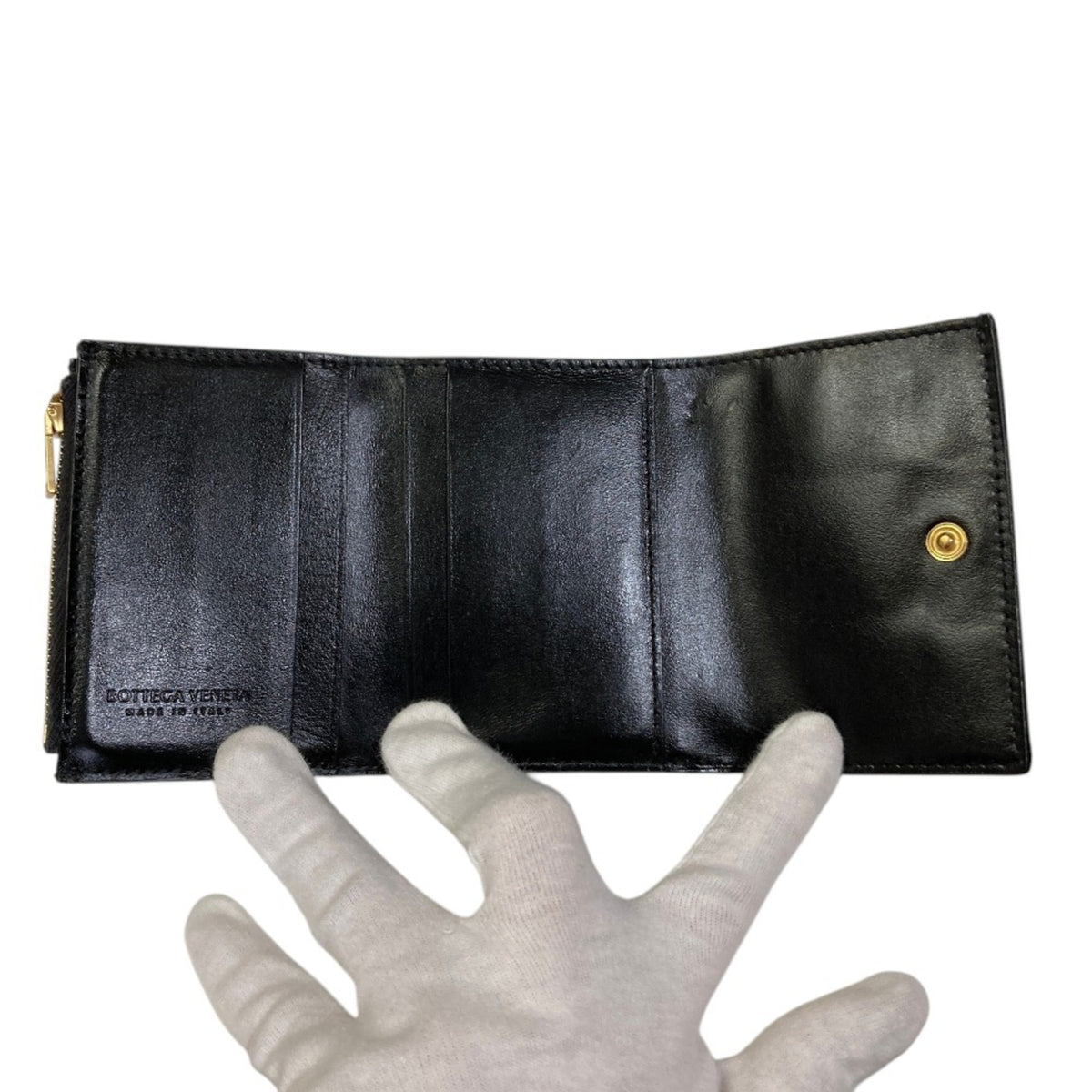 Bottega Veneta Intrecciato Black Wallet (Tri-Fold) (Pre-Owned)