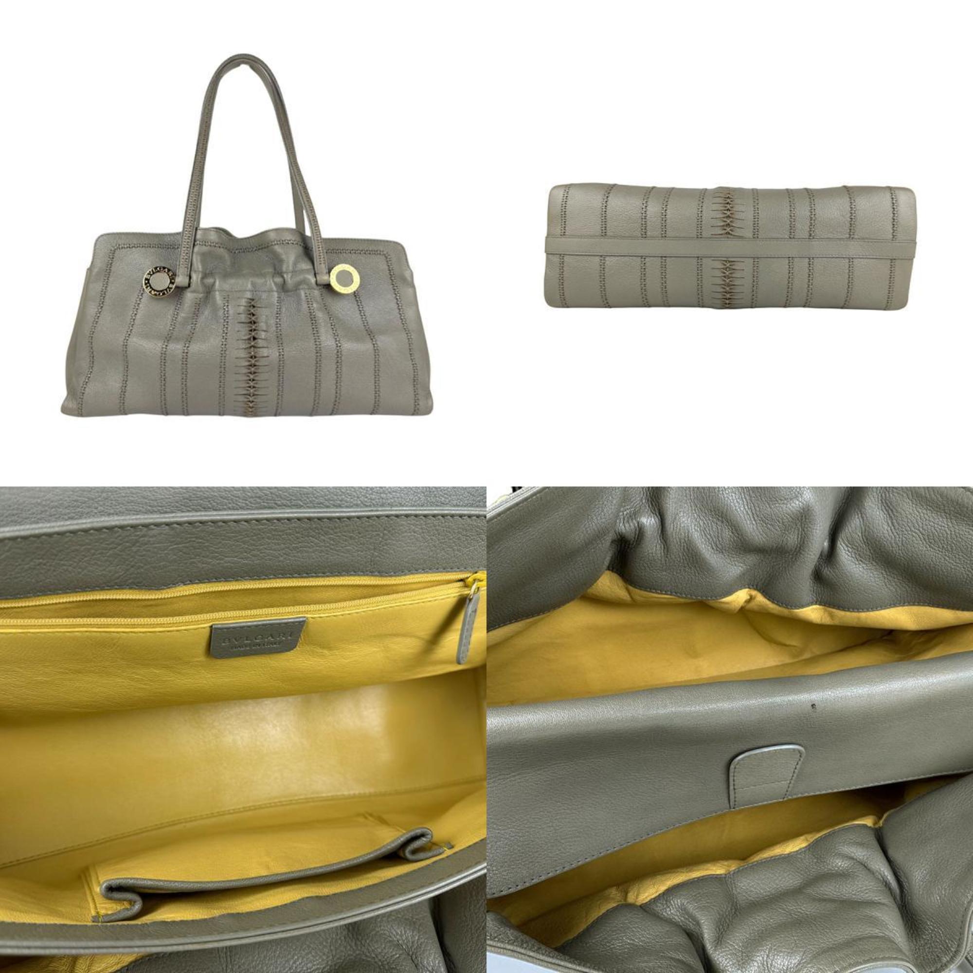 Bvlgari Gray Leather Shoulder Bag (Pre-Owned)