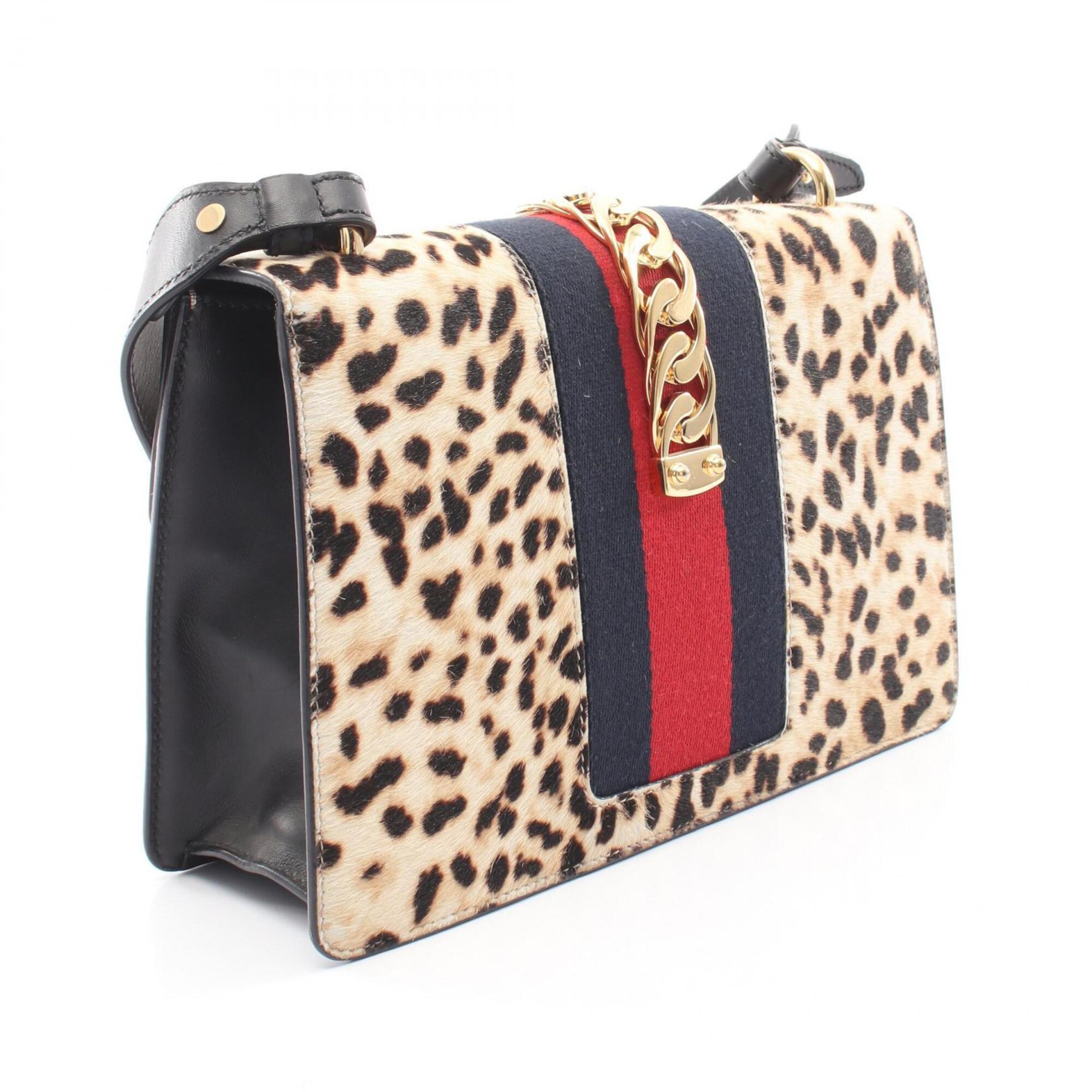 Gucci Beige Black Multi-Color Leather Handbag Shoulder Bag (Pre-Owned)