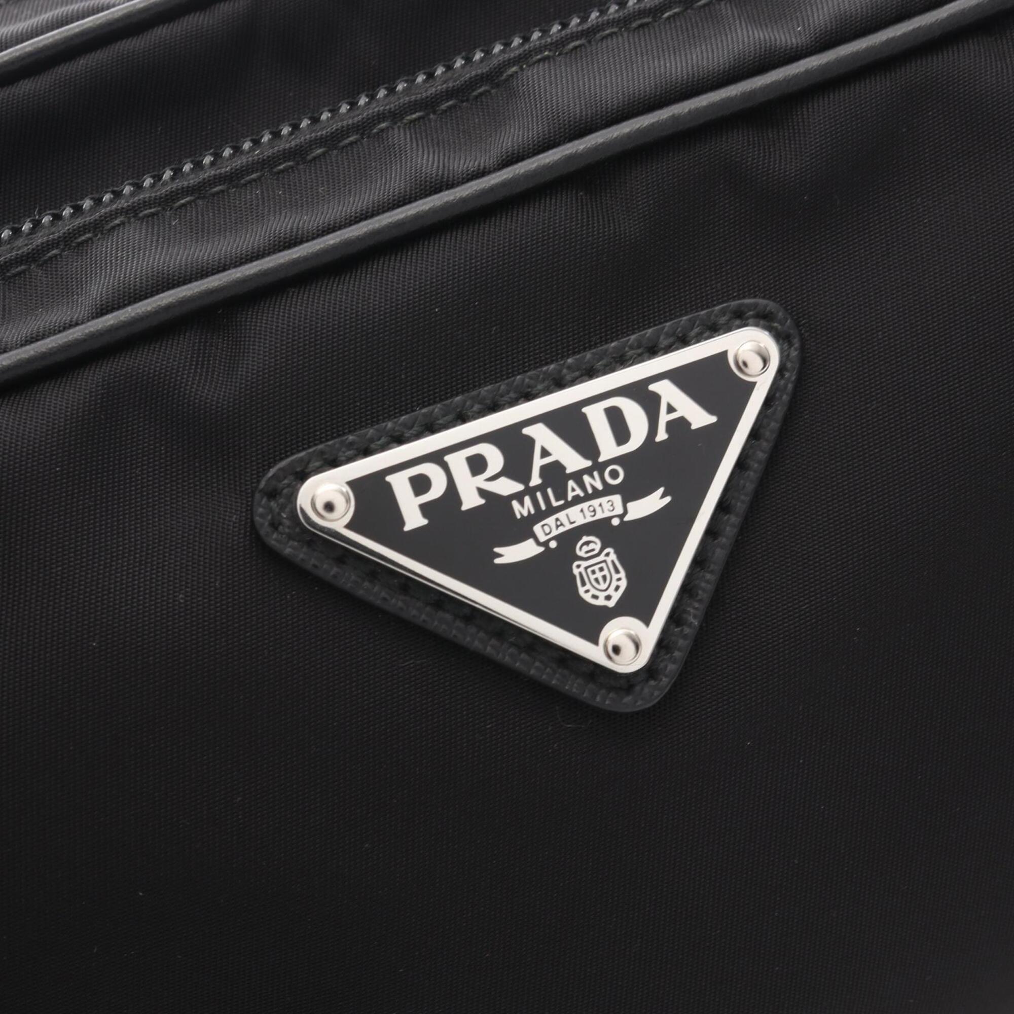 Prada Black White Nylon Leather Fanny Pack Handbag (Pre-Owned)