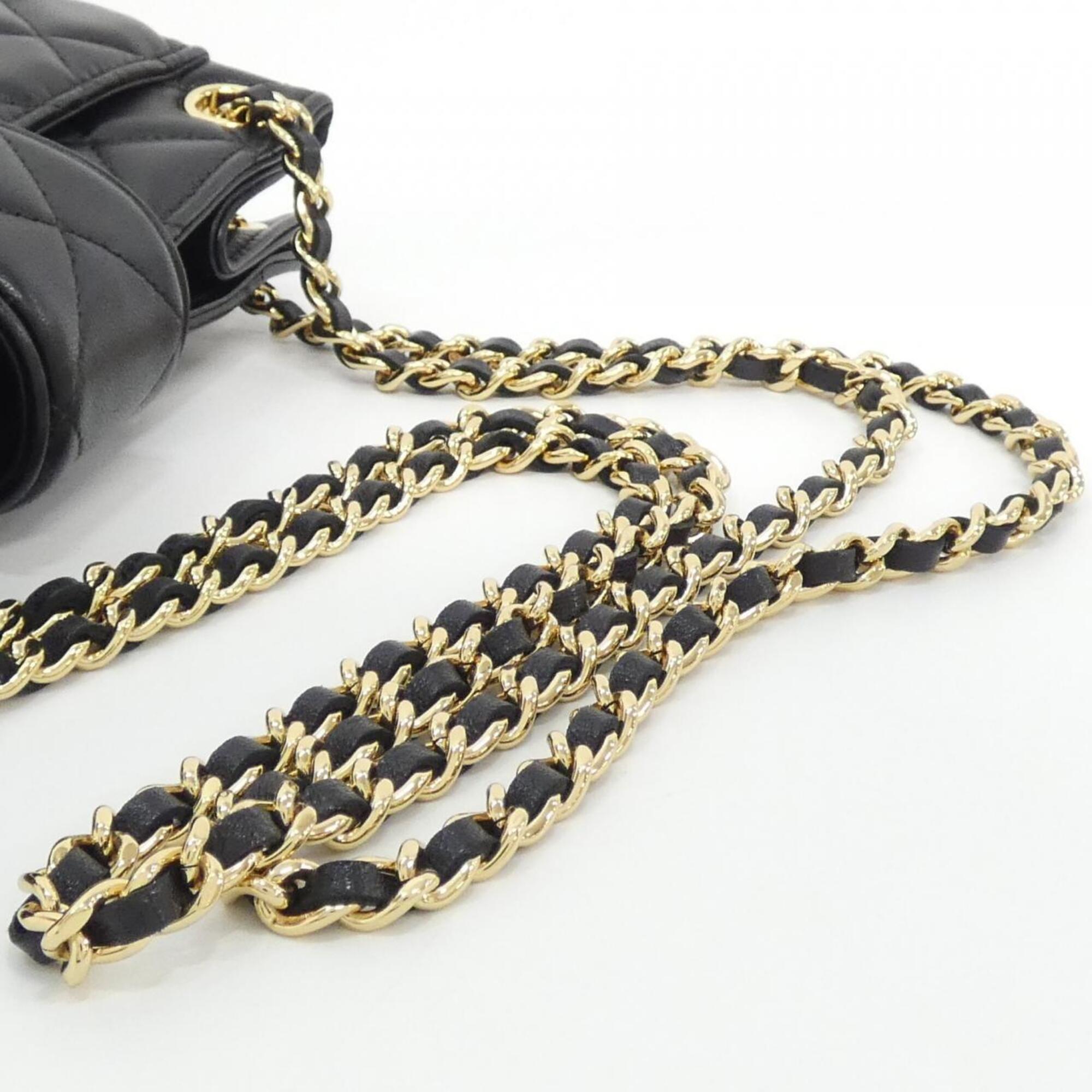 Chanel Black Leather Handbag Shoulder Bag (Pre-Owned)