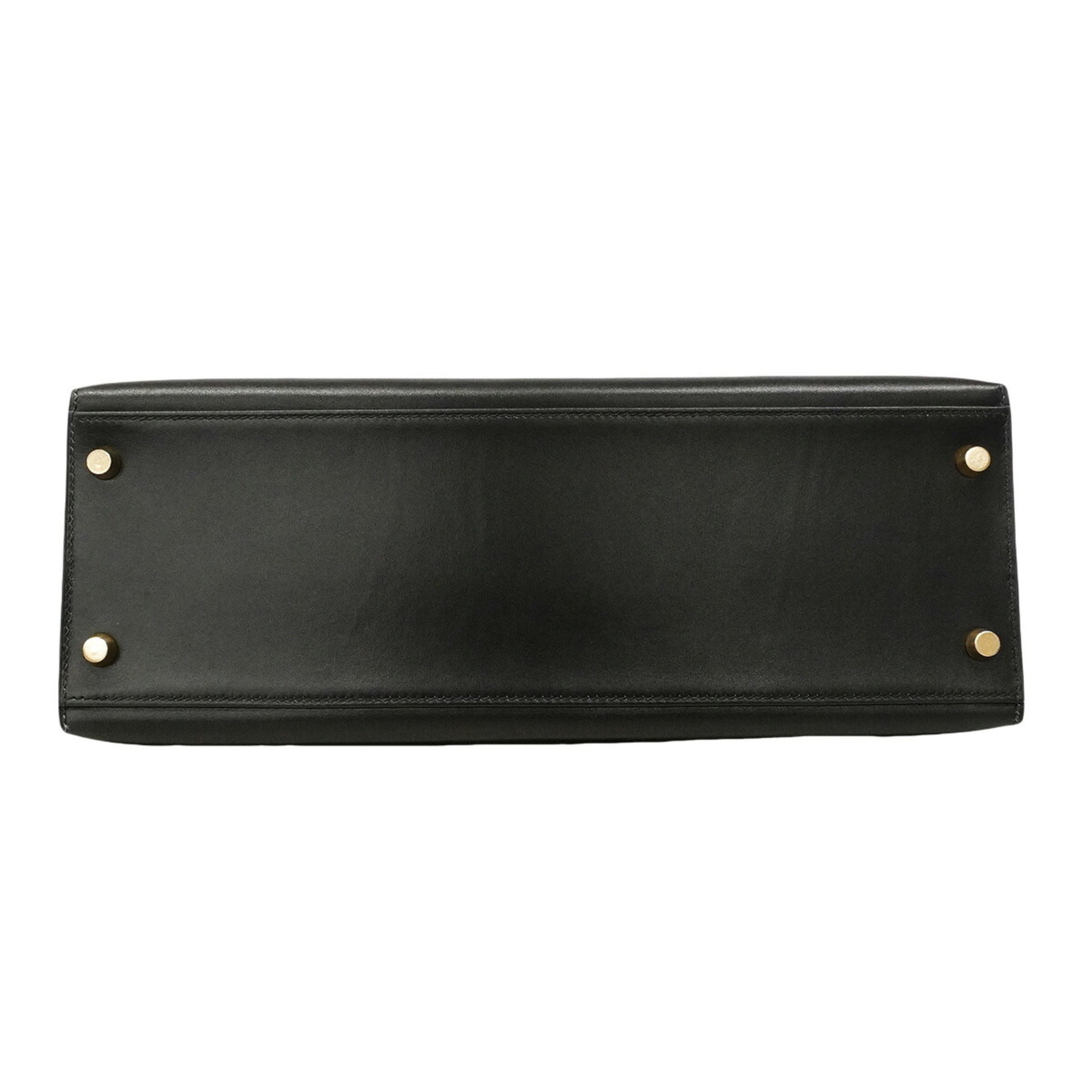 Hermes Black Box Calf Leather Handbag (Pre-Owned)