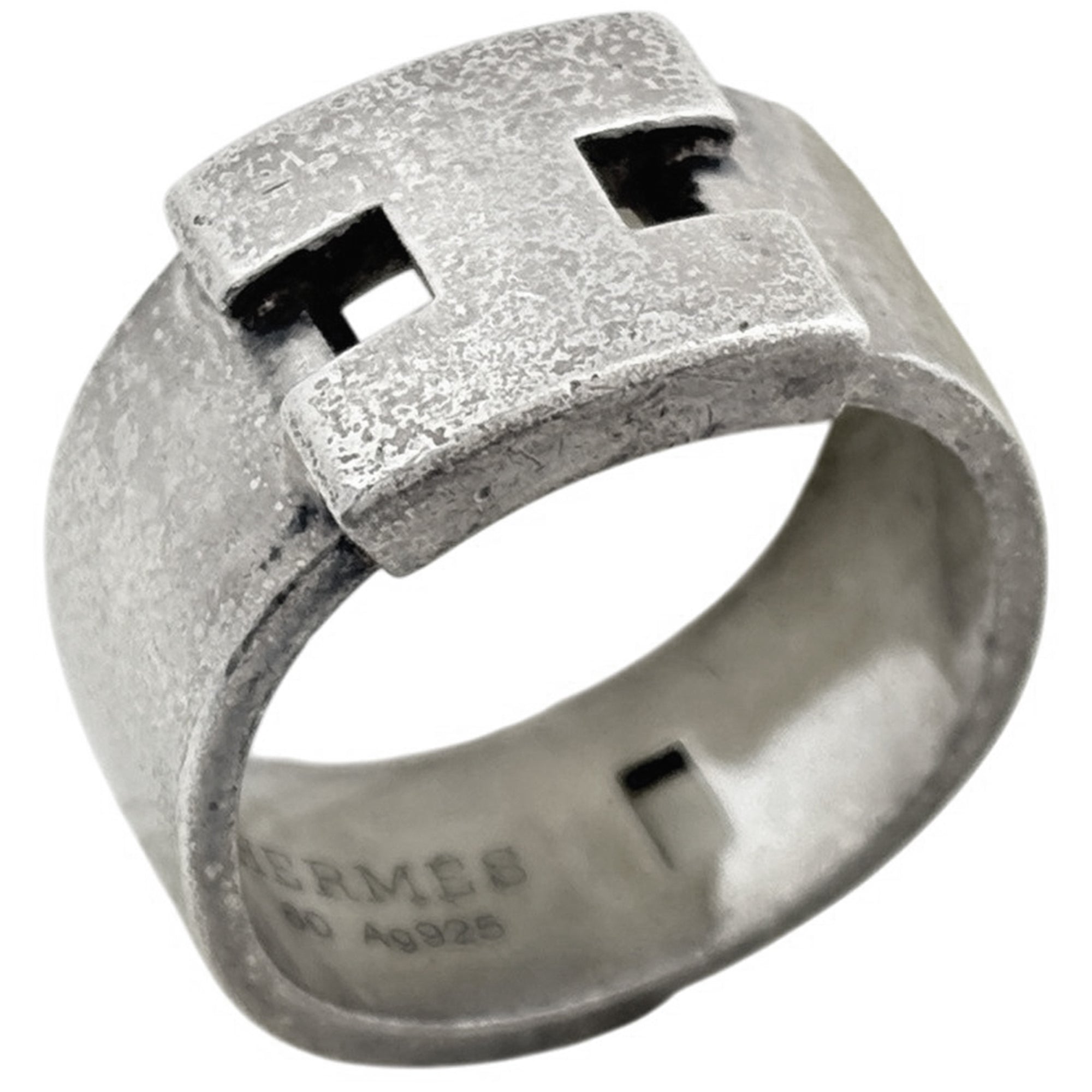 Hermes Silver Silver 925 Band Ring (Pre-Owned)