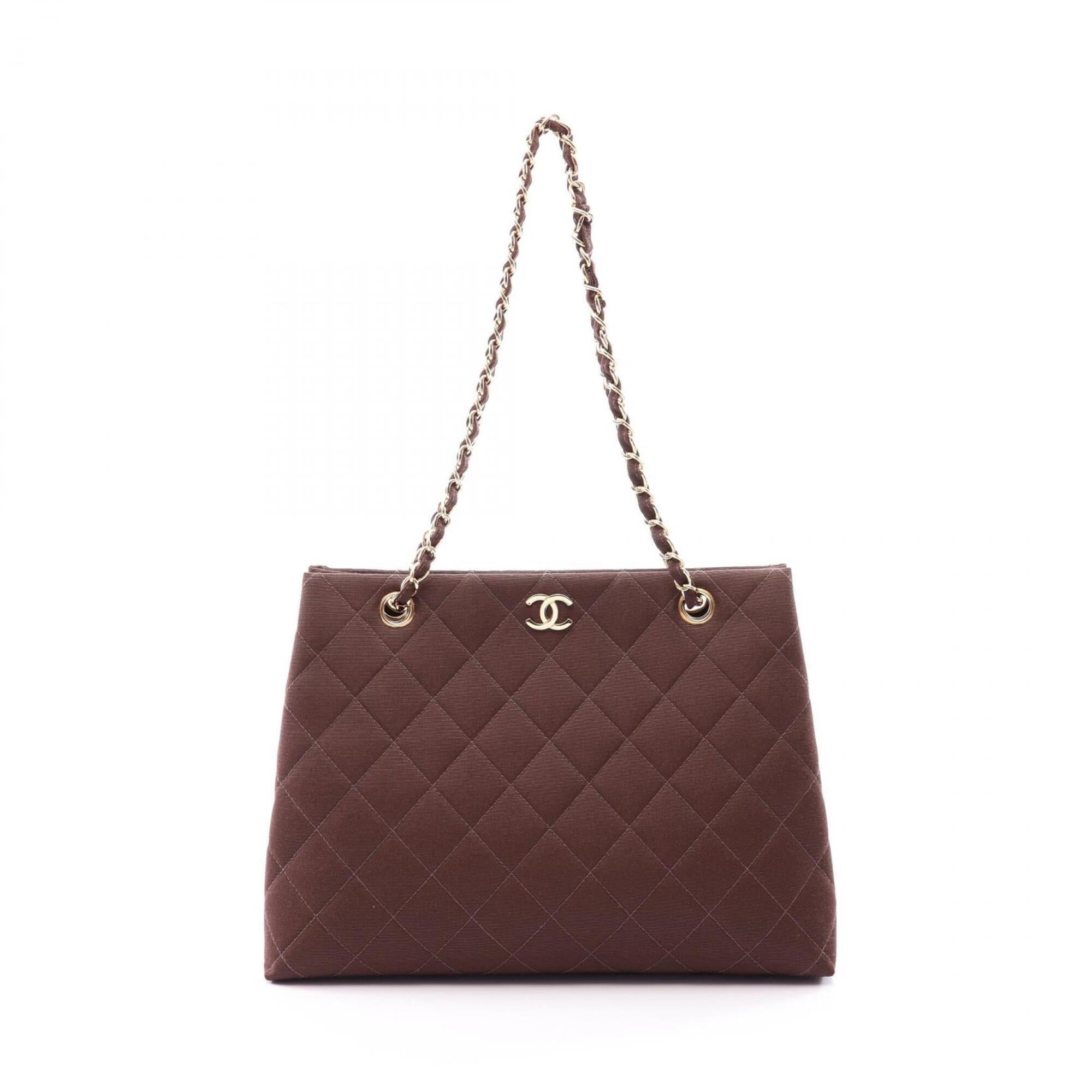 Chanel Brown Nylon Canvas Handbag Shoulder Bag (Pre-Owned)