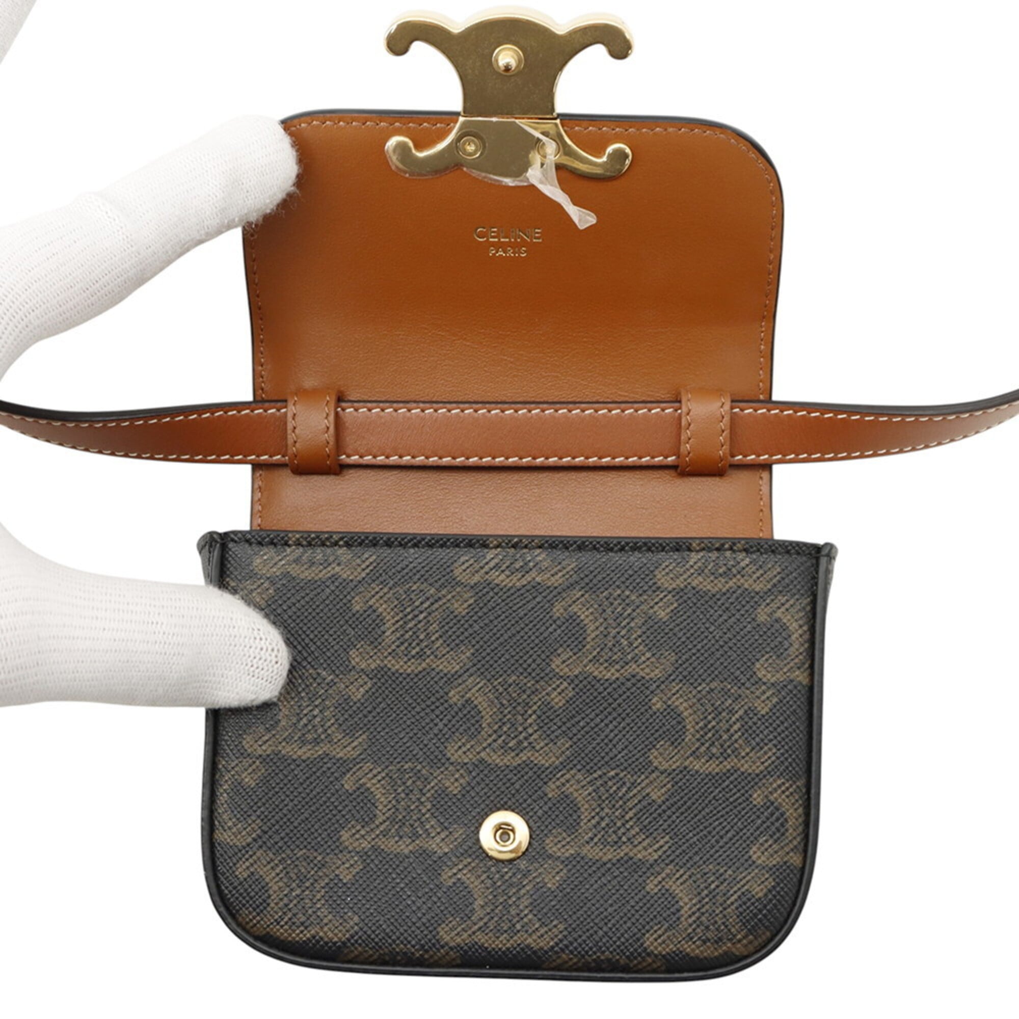 Celine Gold Pvc Leather Handbag Shoulder Bag (Pre-Owned)