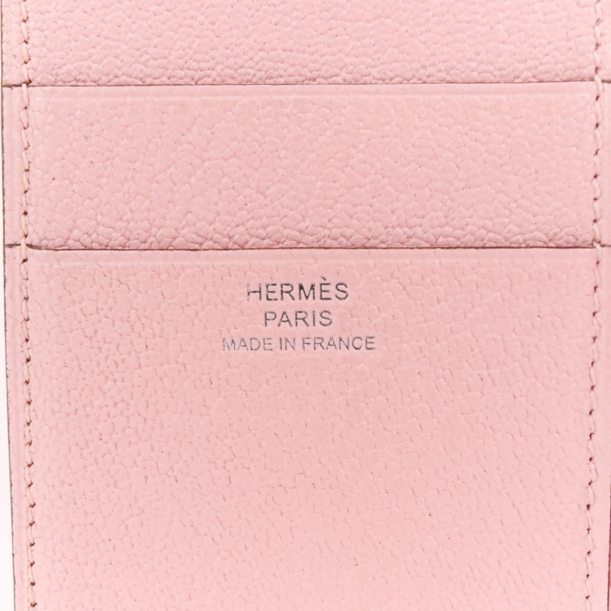 Hermes Black Pink Rose Sakura Chevre Leather Wallet (Tri-Fold) (Pre-Owned)
