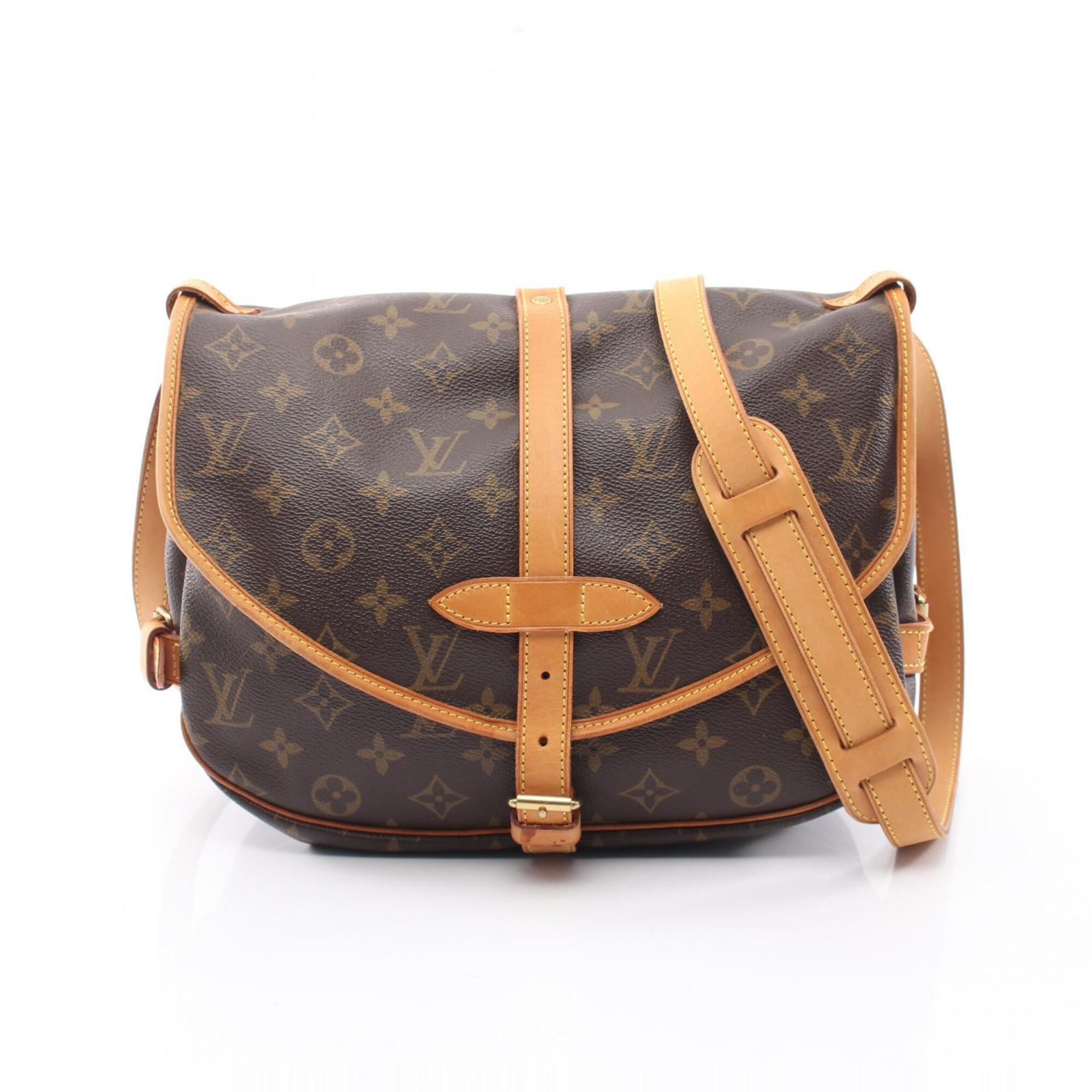 Louis Vuitton Brown Coated Canvas Leather Handbag Shoulder Bag (Pre-Owned)