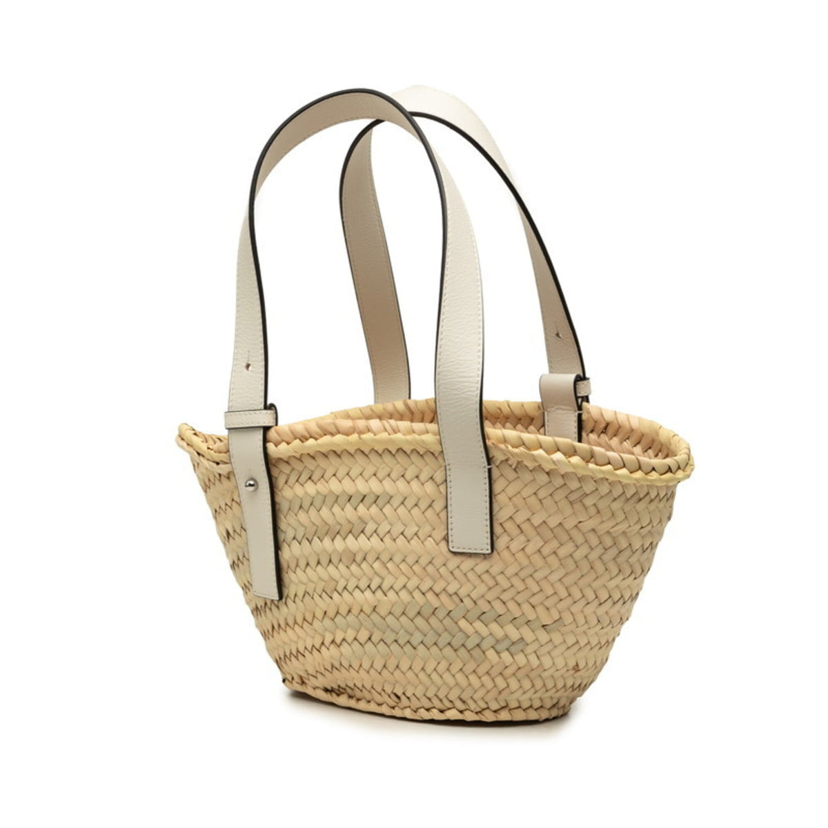 Loewe White Raffia Leather Basket Handbag (Pre-Owned)