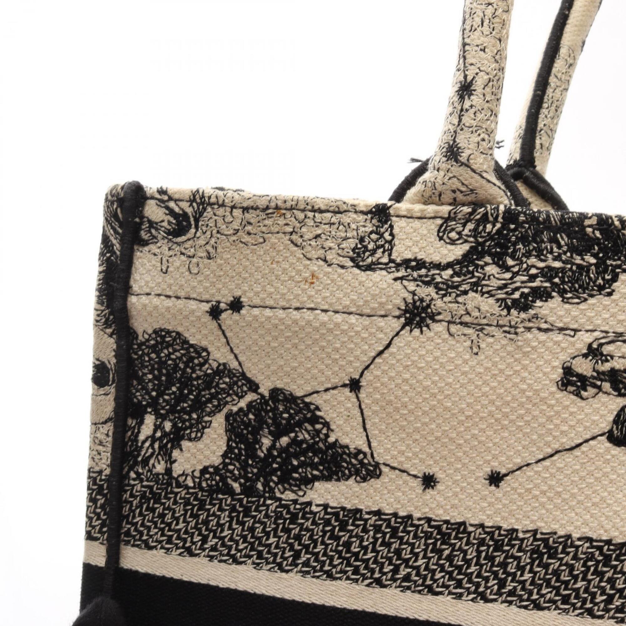Christian Dior Black Ivory Canvas Handbag Tote Bag (Pre-Owned)
