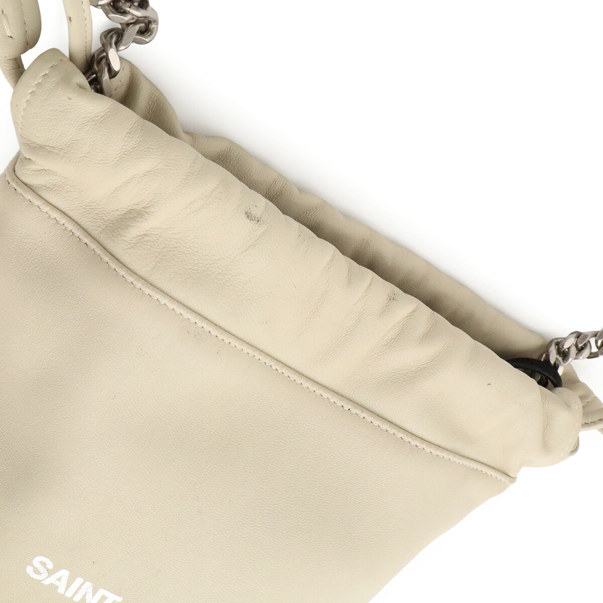 Yves Saint Laurent Ivory Leather Pouch Shoulder Bag (Pre-Owned)