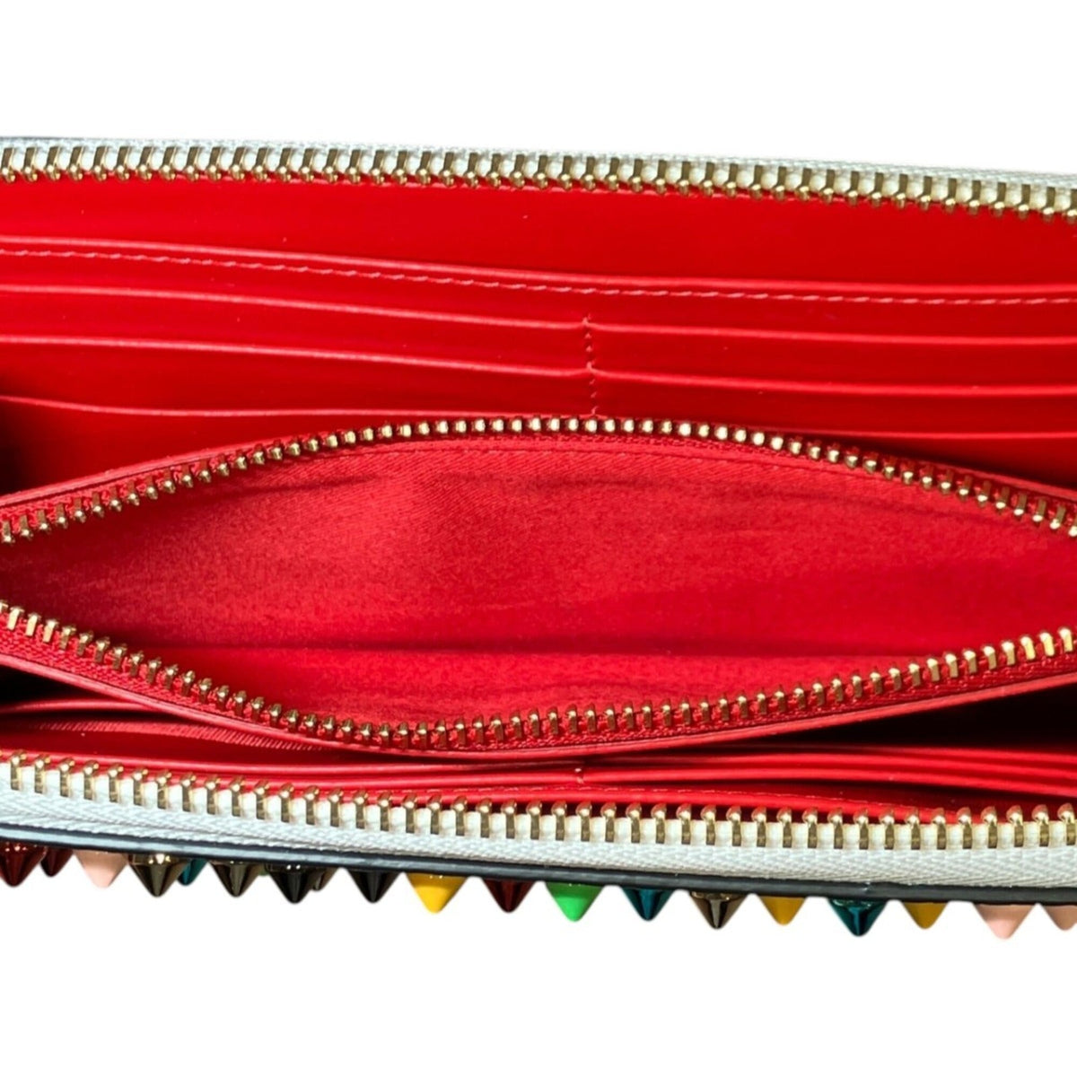 Christian Louboutin Multi-Color White Metal Leather Long Wallet (Bi-Fold) (Pre-Owned)