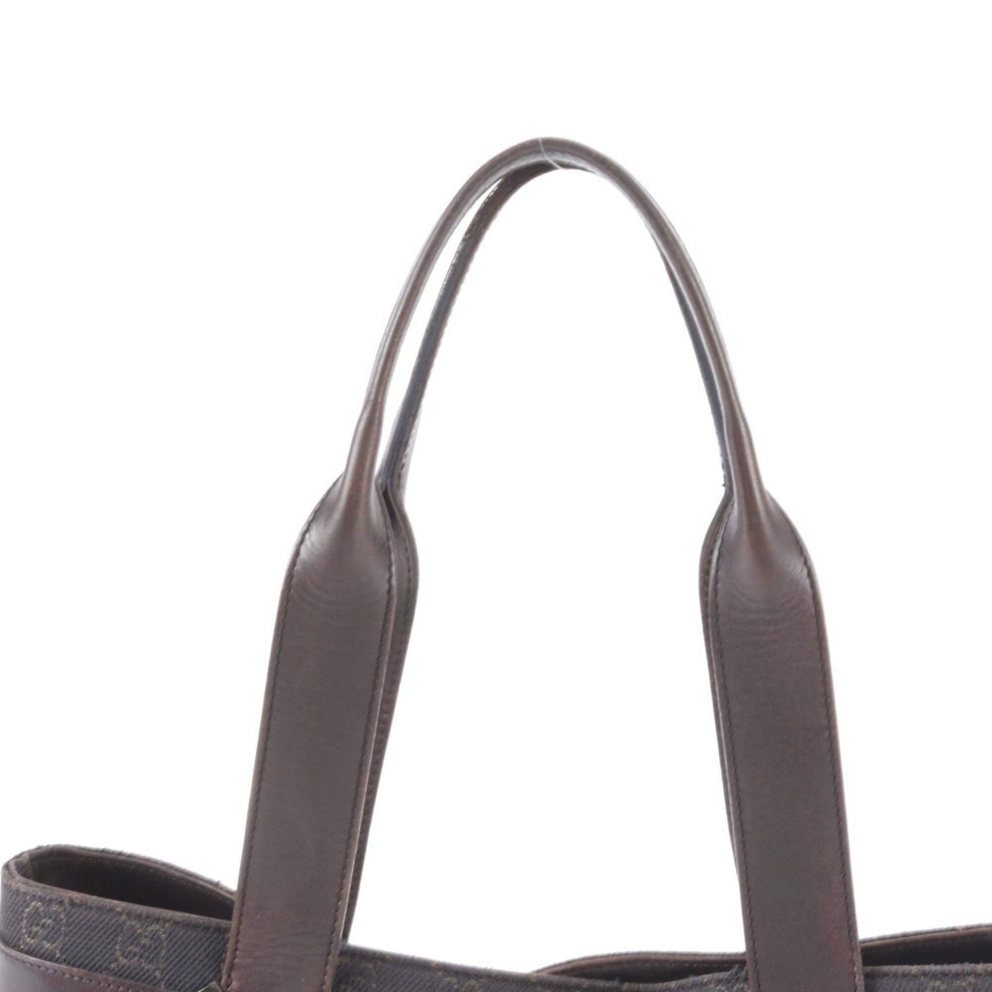 Gucci Gg Canvas Black Leather Canvas Tote Bag (Pre-Owned)