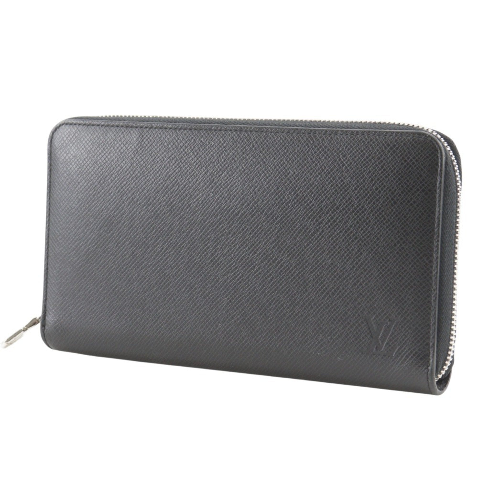 Louis Vuitton Black Noir Taiga Leather Long Wallet (Bi-Fold) (Pre-Owned)