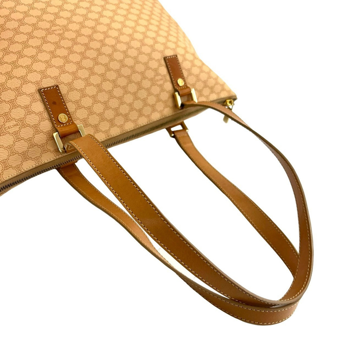 Celine Beige Pvc Leather Handbag Shoulder Bag Tote Bag (Pre-Owned)