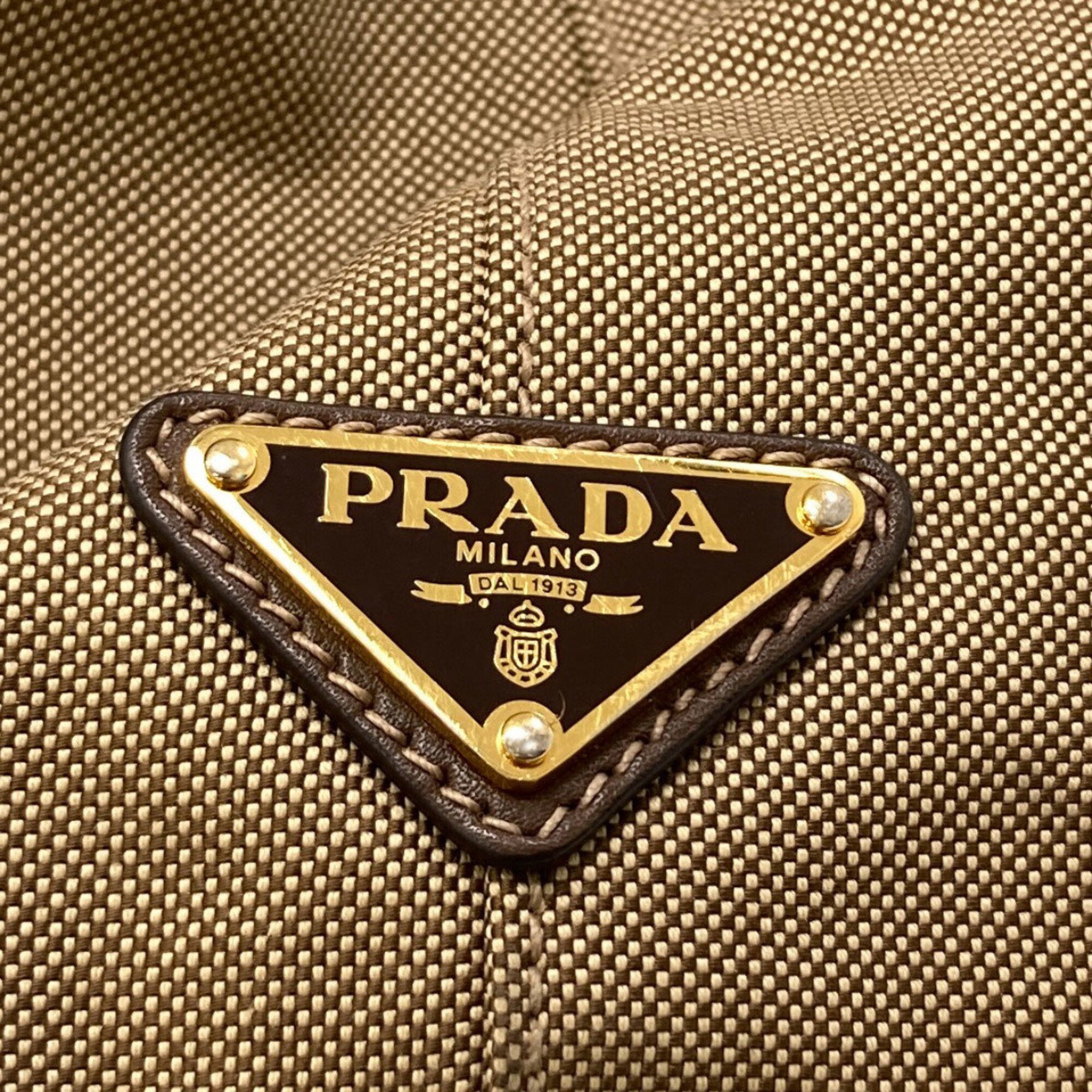 Prada Brown Canvas Leather Tote Bag (Pre-Owned)