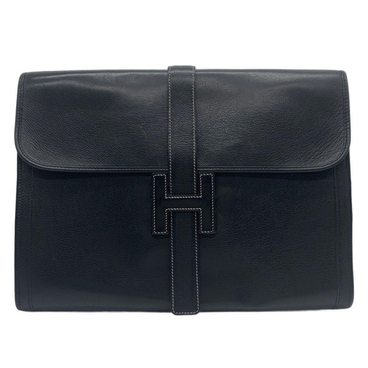 Hermes Black Leather Clutch Bag (Pre-Owned)