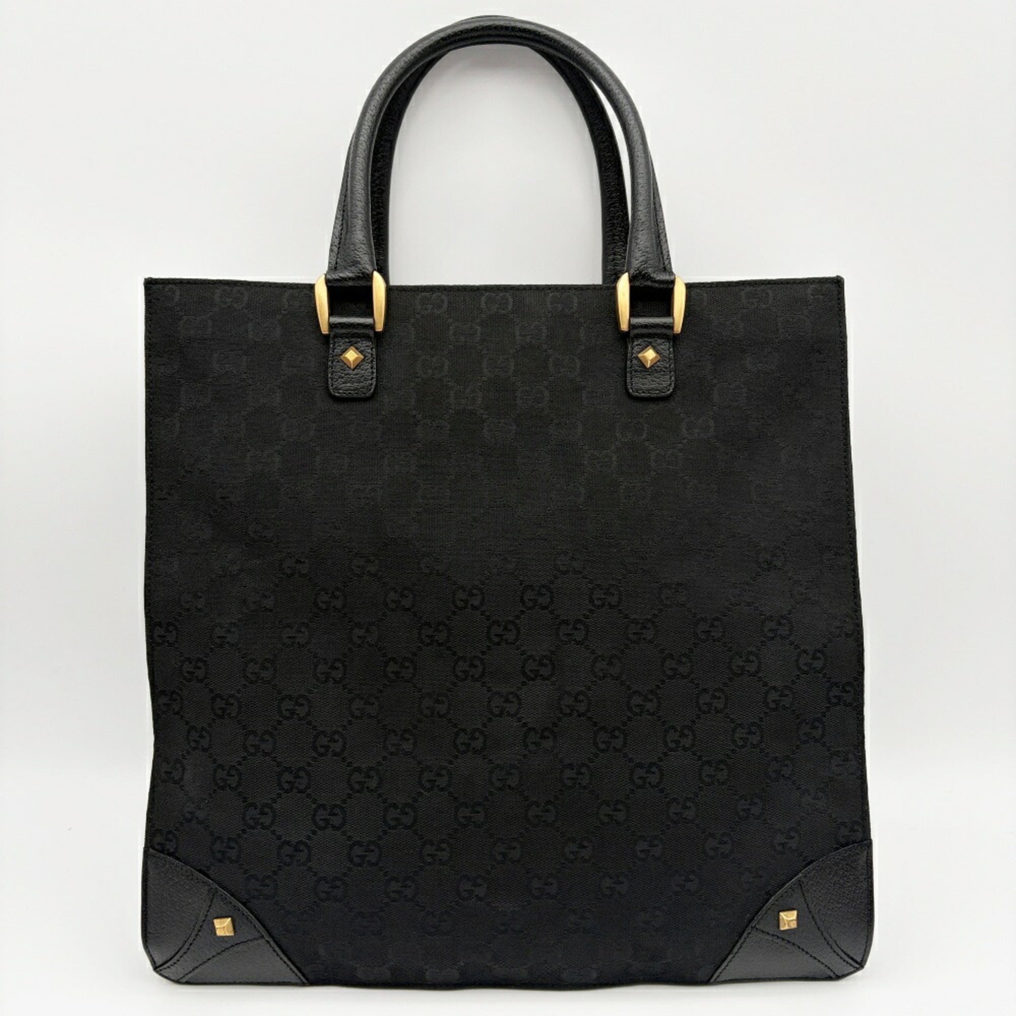 Gucci Black Gg Canvas Leather Tote Bag (Pre-Owned)