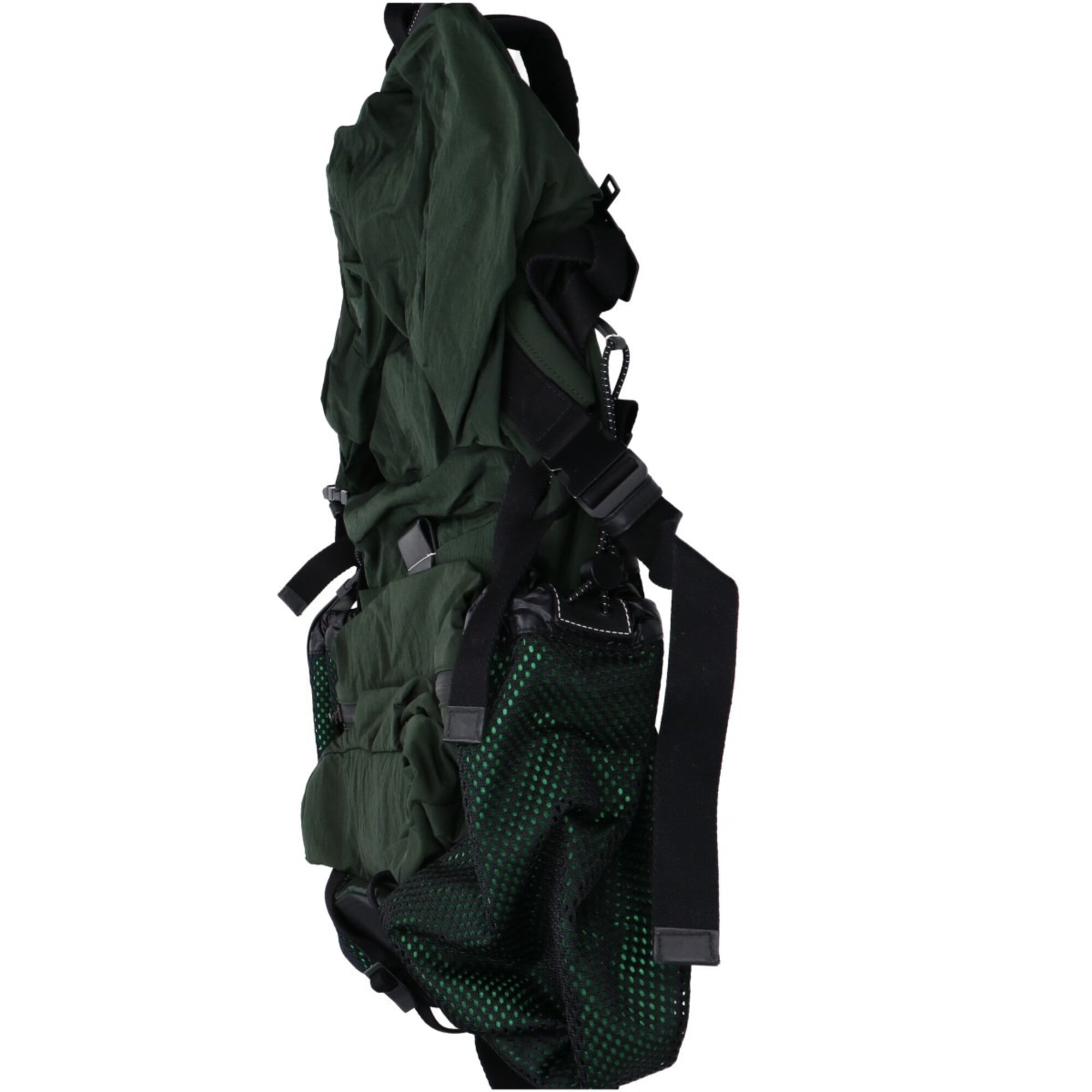 Bottega Veneta Black Green Nylon Backpack (Pre-Owned)