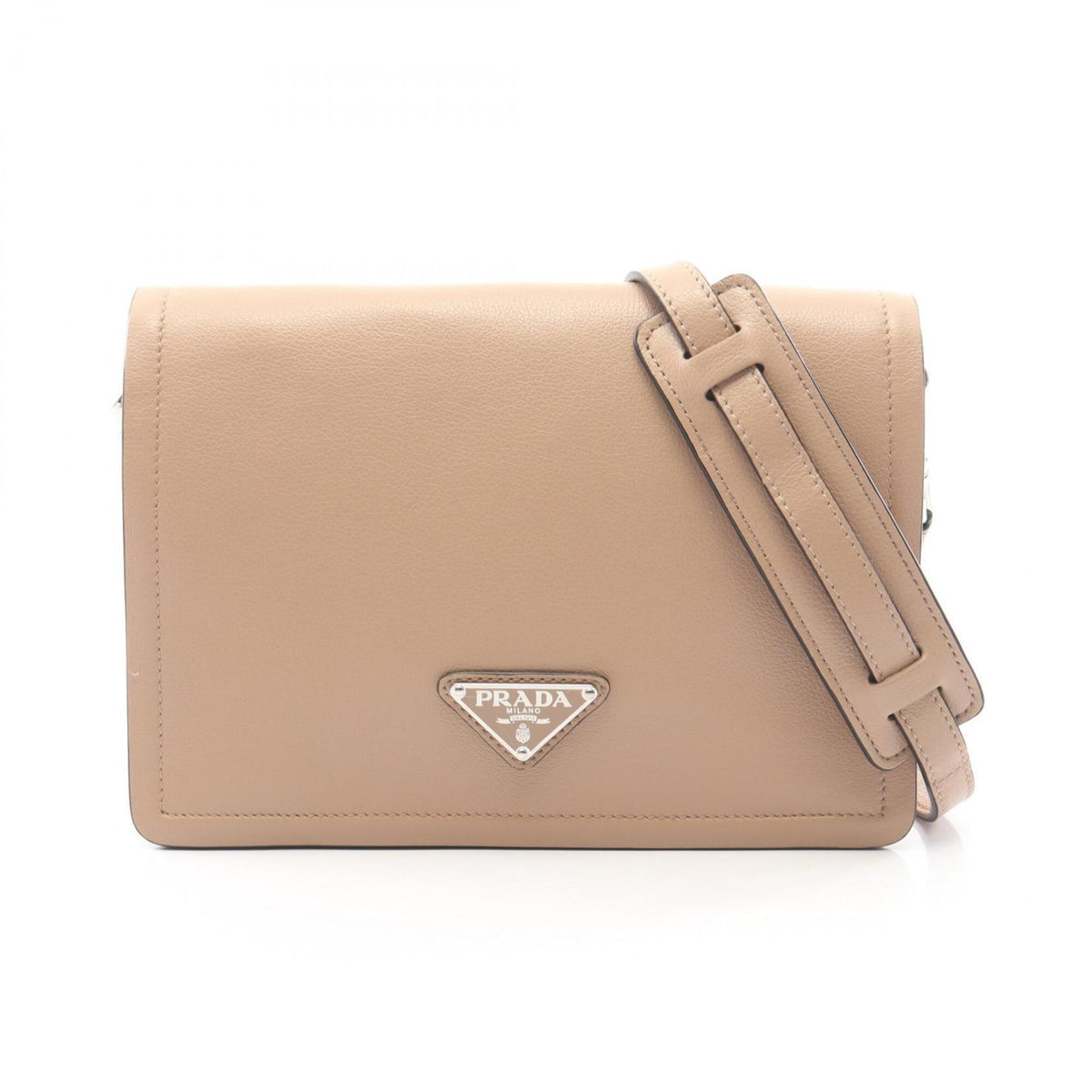 Prada Beige Leather Handbag Shoulder Bag (Pre-Owned)