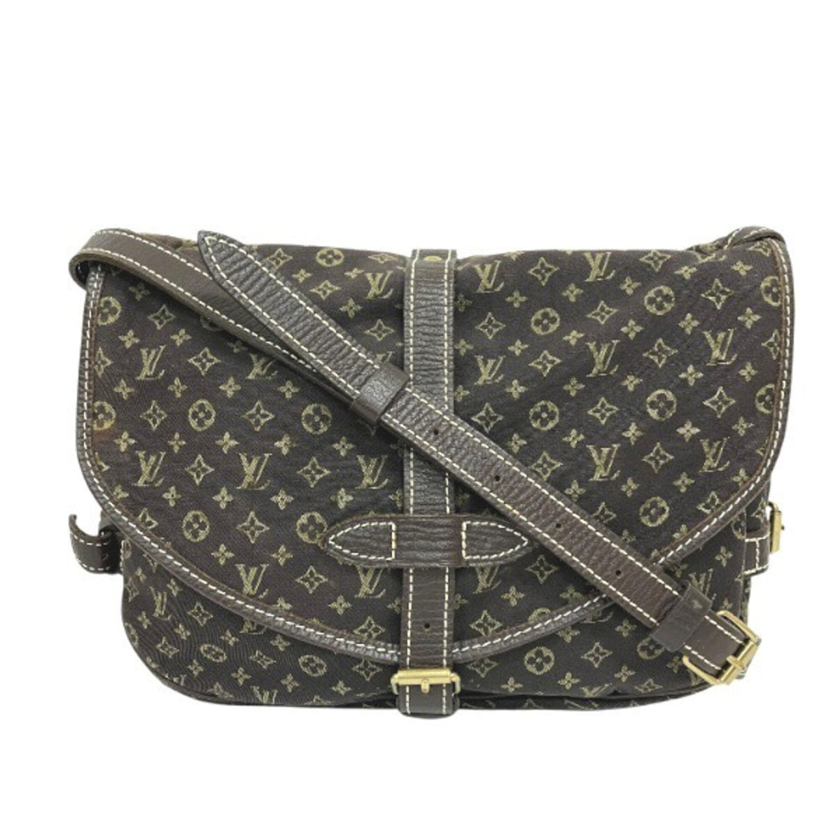 Louis Vuitton Brown Canvas Leather Handbag Shoulder Bag (Pre-Owned)