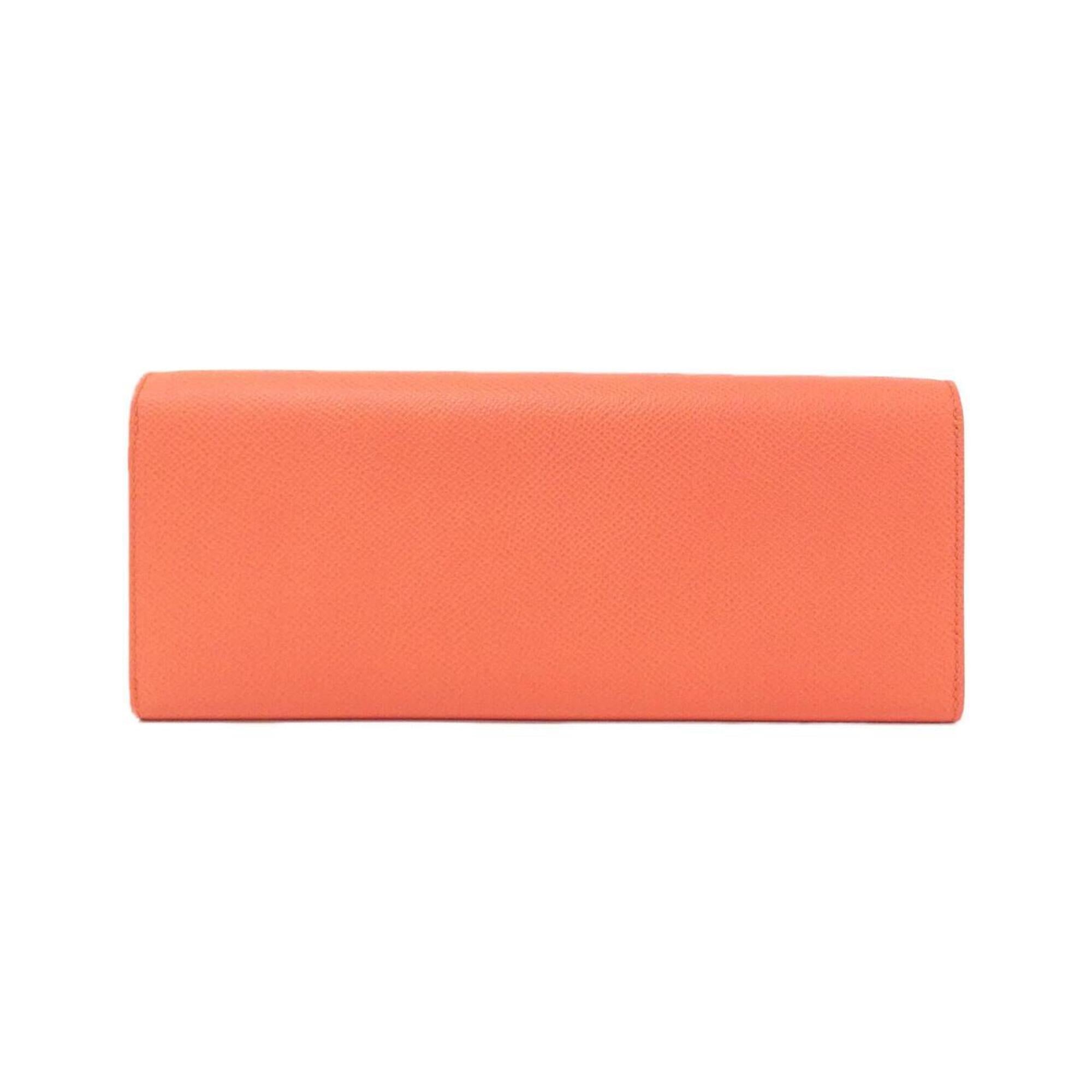 Hermes Pink Red Orange Epsom Leather Chain/Shoulder Wallet (Pre-Owned)