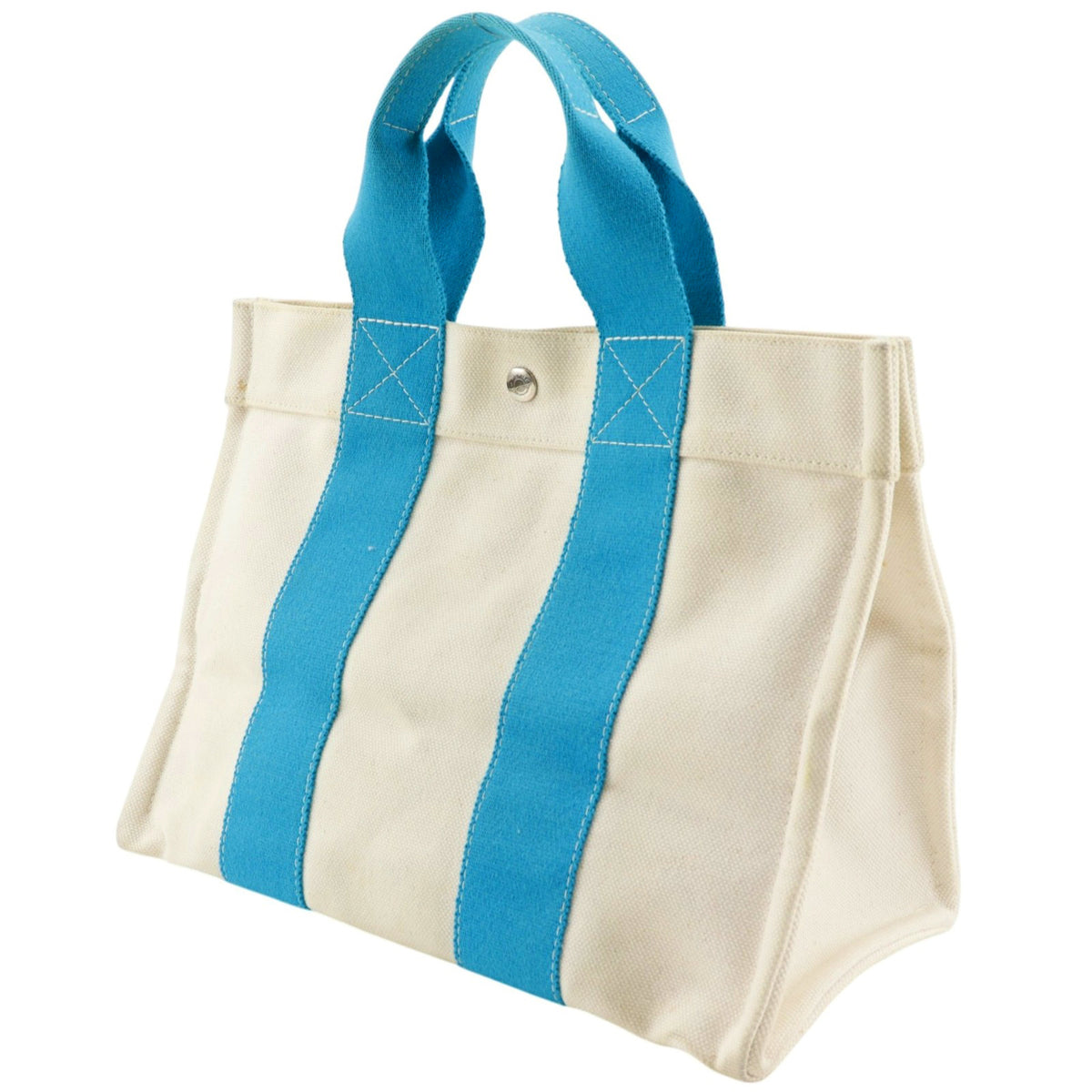 Hermes Bora Bora Light Blue White Canvas Tote Bag (Pre-Owned)