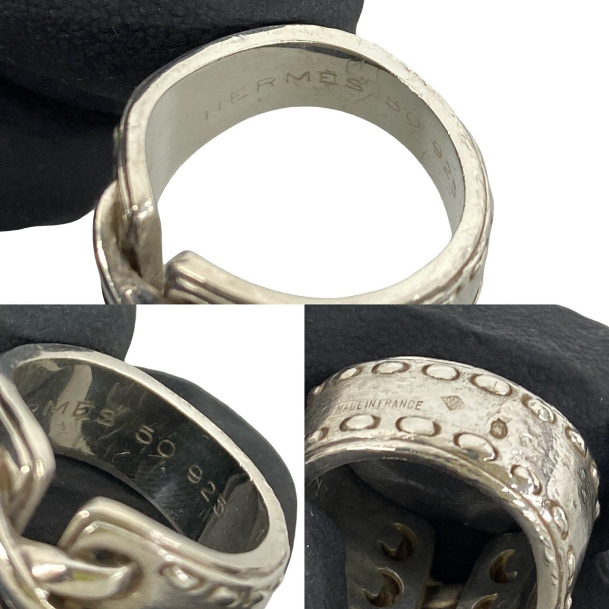 Hermes Silver Silver 925 Band Ring (Pre-Owned)