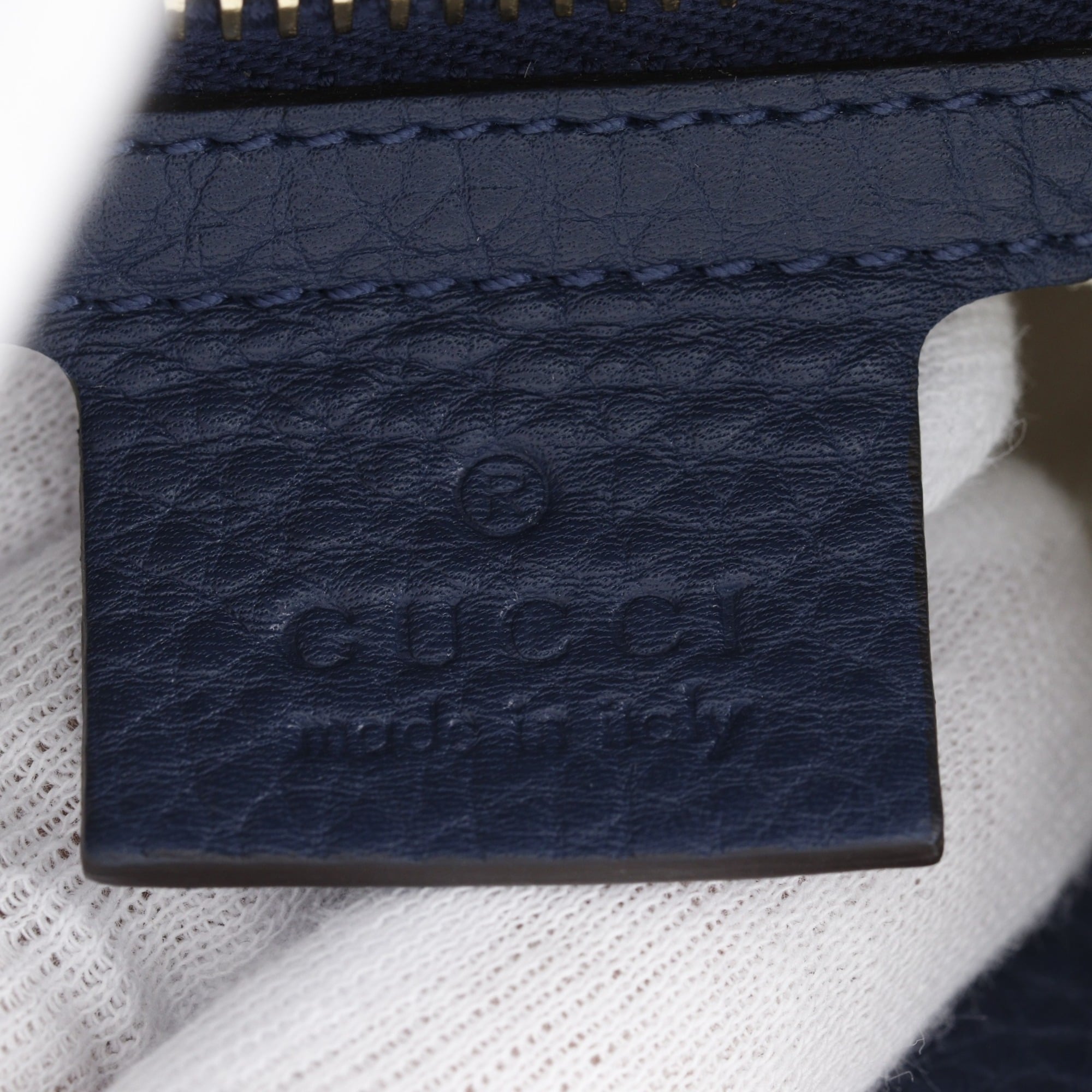 Gucci Navy Leather Handbag Tote Bag (Pre-Owned)