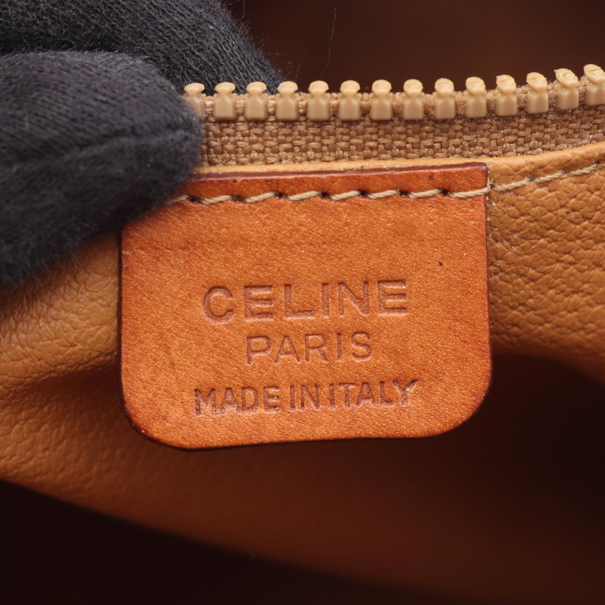 Celine Macadam Brown Coated Canvas Boston Bag Handbag (Pre-Owned)