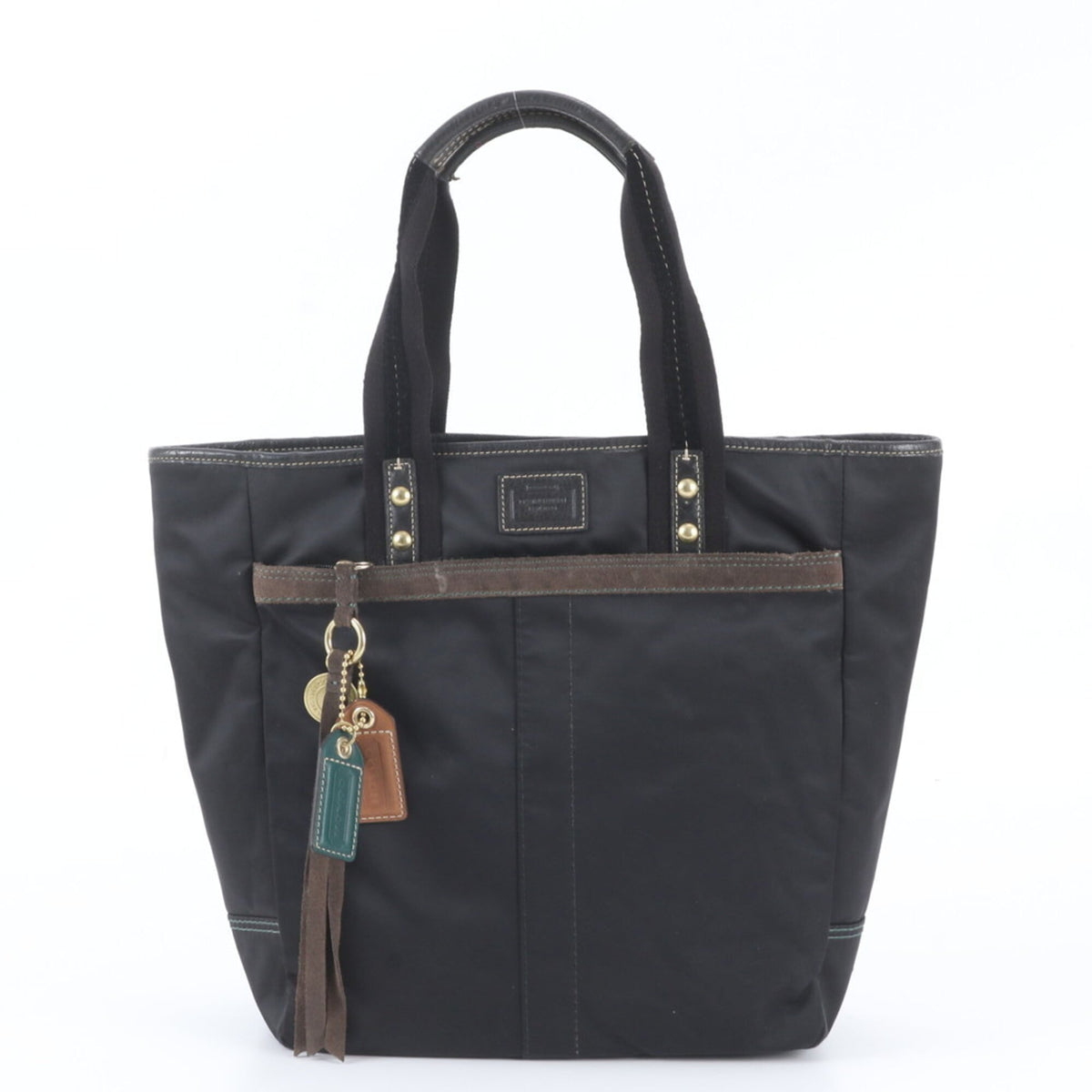 Coach Black Brown Leather Nylon Handbag Shoulder Bag Tote Bag (Pre-Owned)