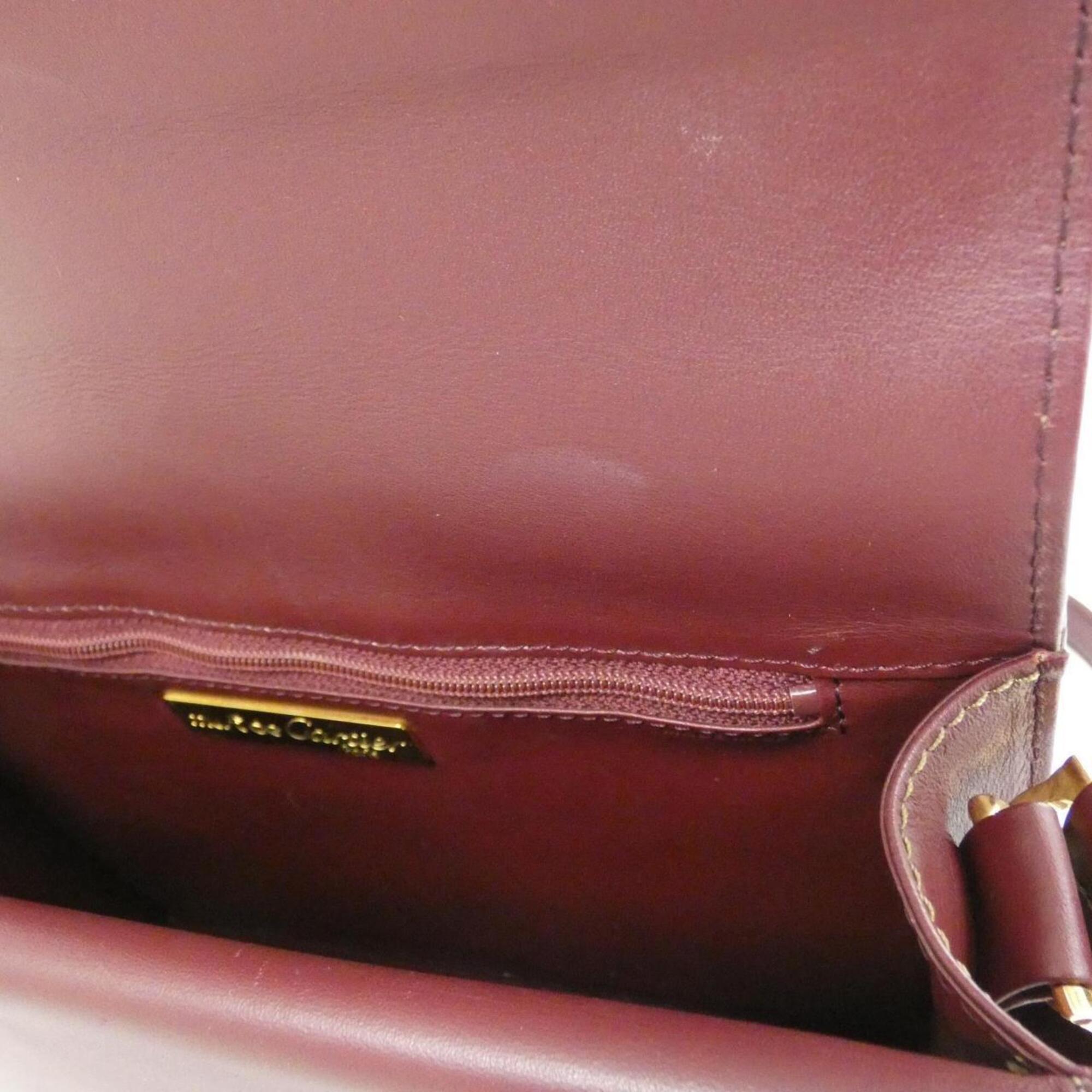 Cartier Bordeaux Leather Shoulder Bag (Pre-Owned)