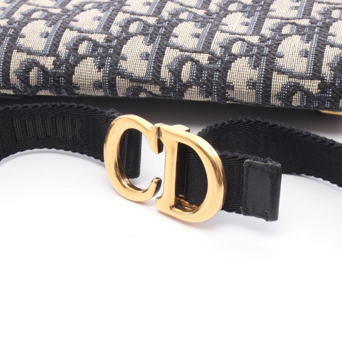 Christian Dior Beige Navy Canvas Leather Fanny Pack Handbag Saddle Bag (Pre-Owned)