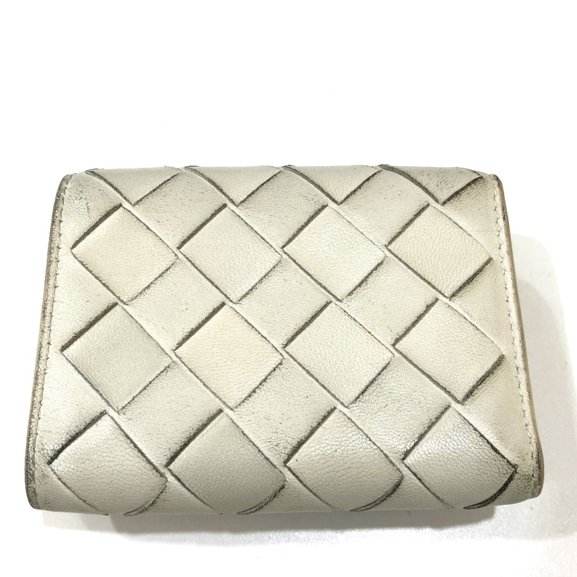 Bottega Veneta White Leather Wallet (Tri-Fold) (Pre-Owned)