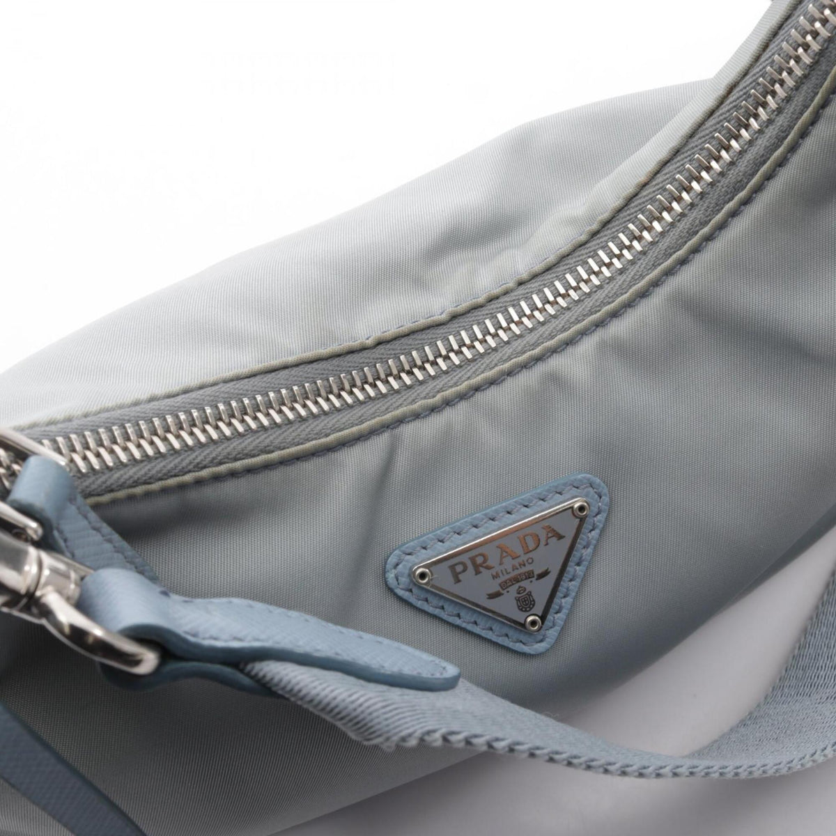 Prada Blue Nylon Saffiano Triangle Handbag Pouch Shoulder Bag (Pre-Owned)