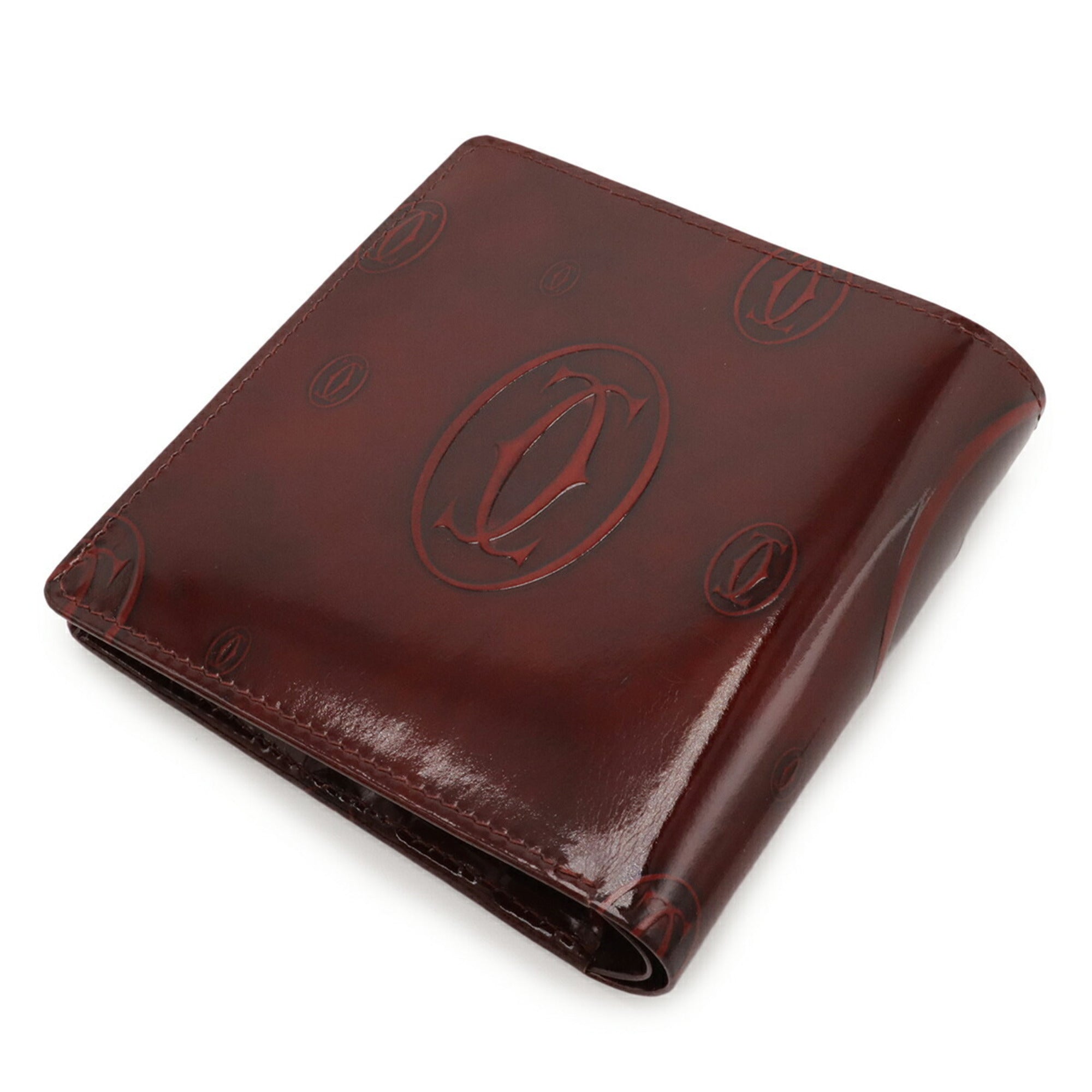 Cartier Happy Birthday Bordeaux Patent Leather Wallet (Bi-Fold) (Pre-Owned)