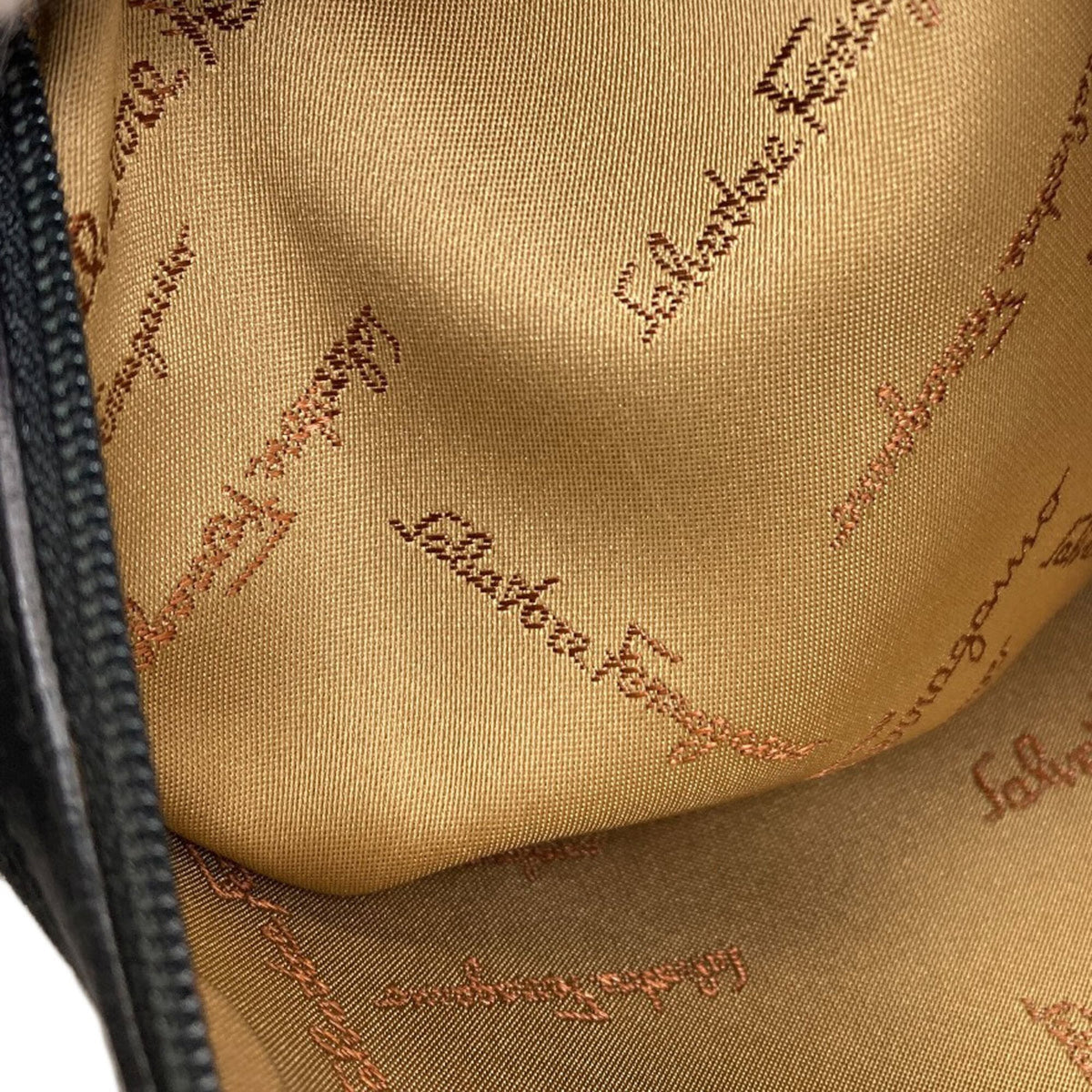 Salvatore Ferragamo Gancini Black Canvas Handbag (Pre-Owned)