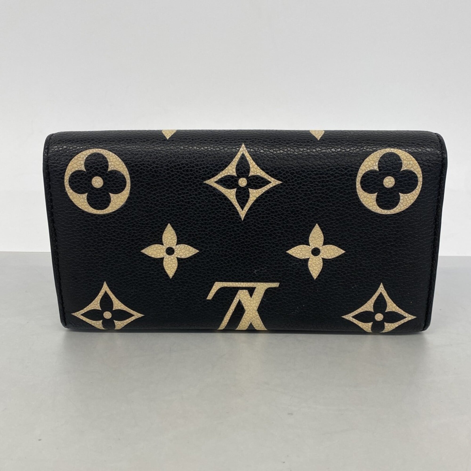 Louis Vuitton Beige Black Long Wallet (Bi-Fold) (Pre-Owned)