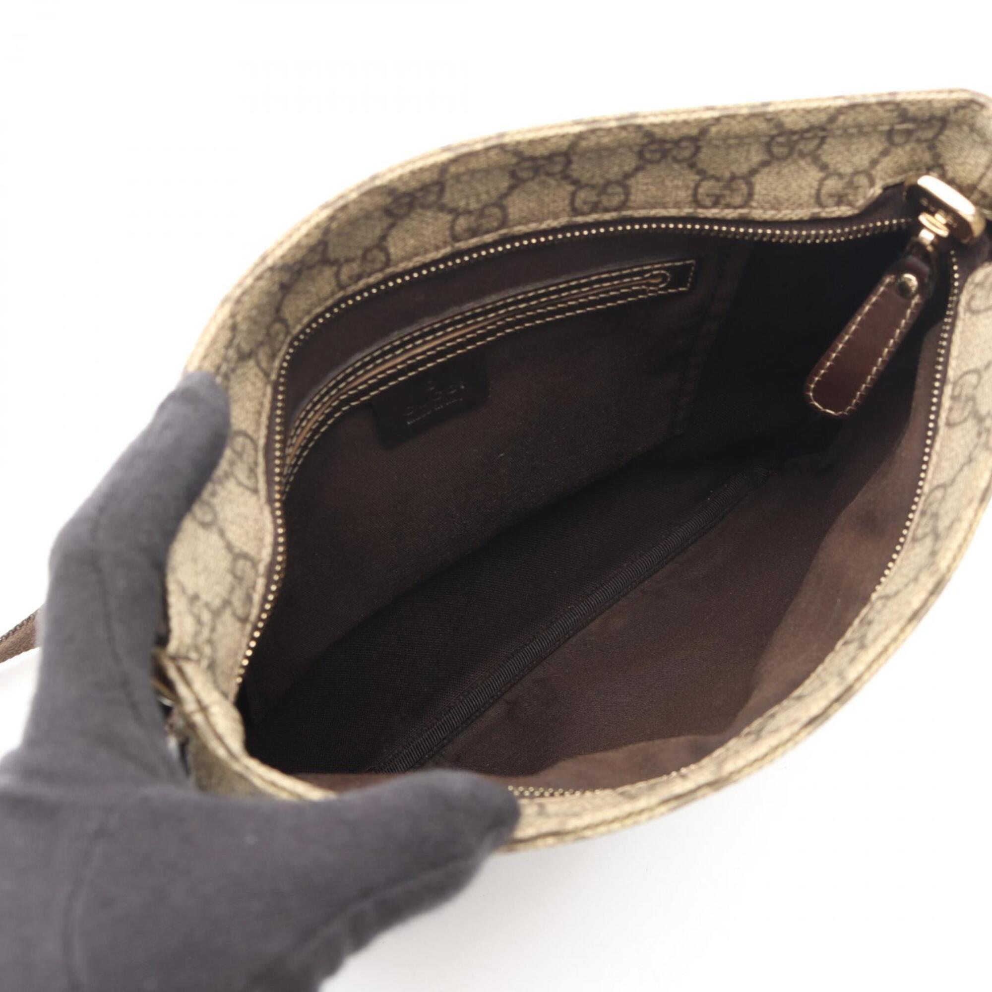Gucci Beige Brown Coated Canvas Leather Handbag Shoulder Bag (Pre-Owned)