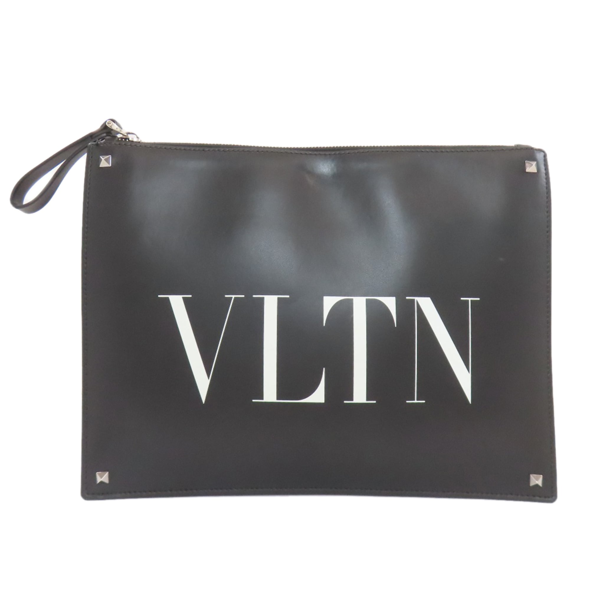 Valentino Black Leather Clutch Bag (Pre-Owned)