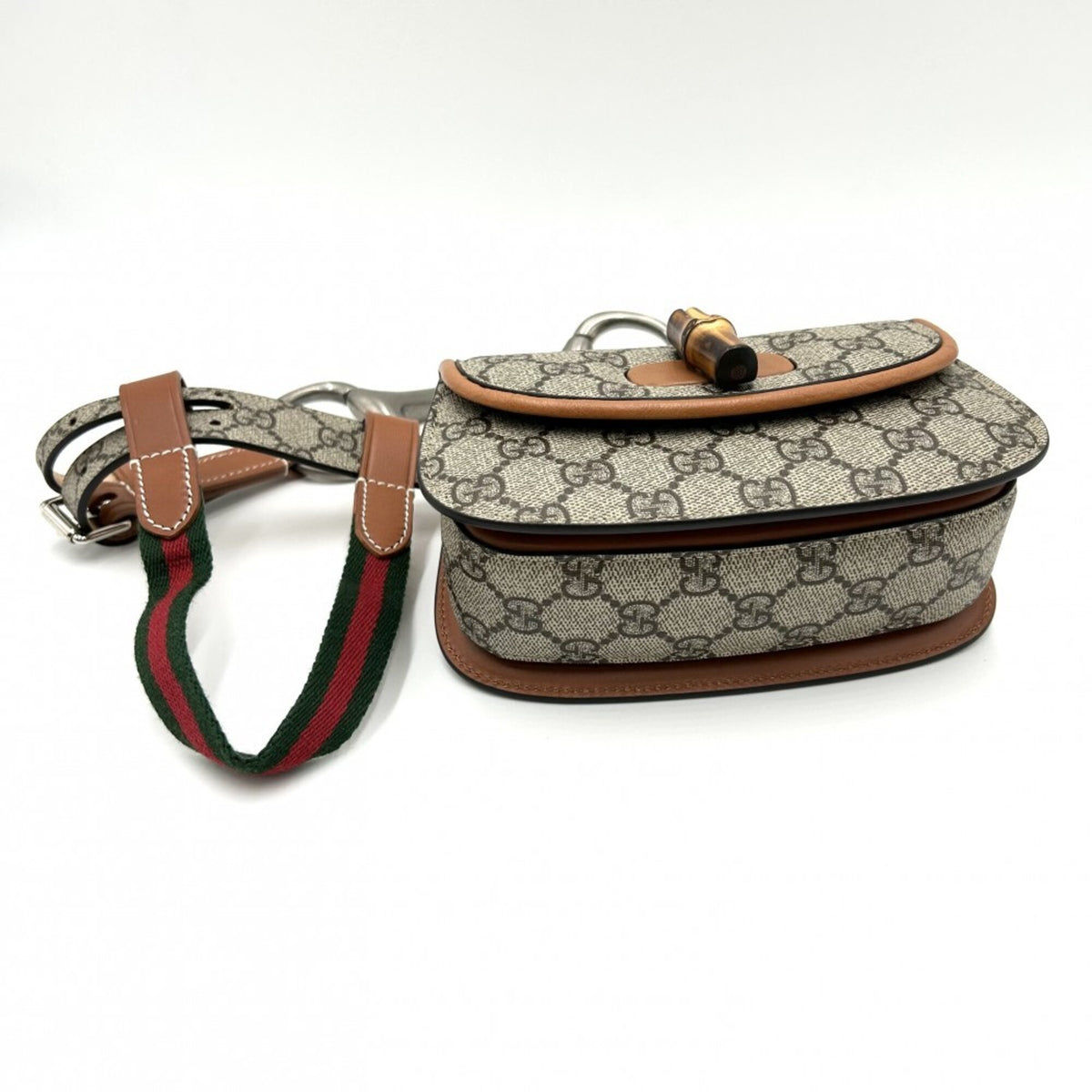 Gucci Beige Brown Gg Supreme Canvas Leather Fanny Pack Pouch Sling Bag (Pre-Owned)