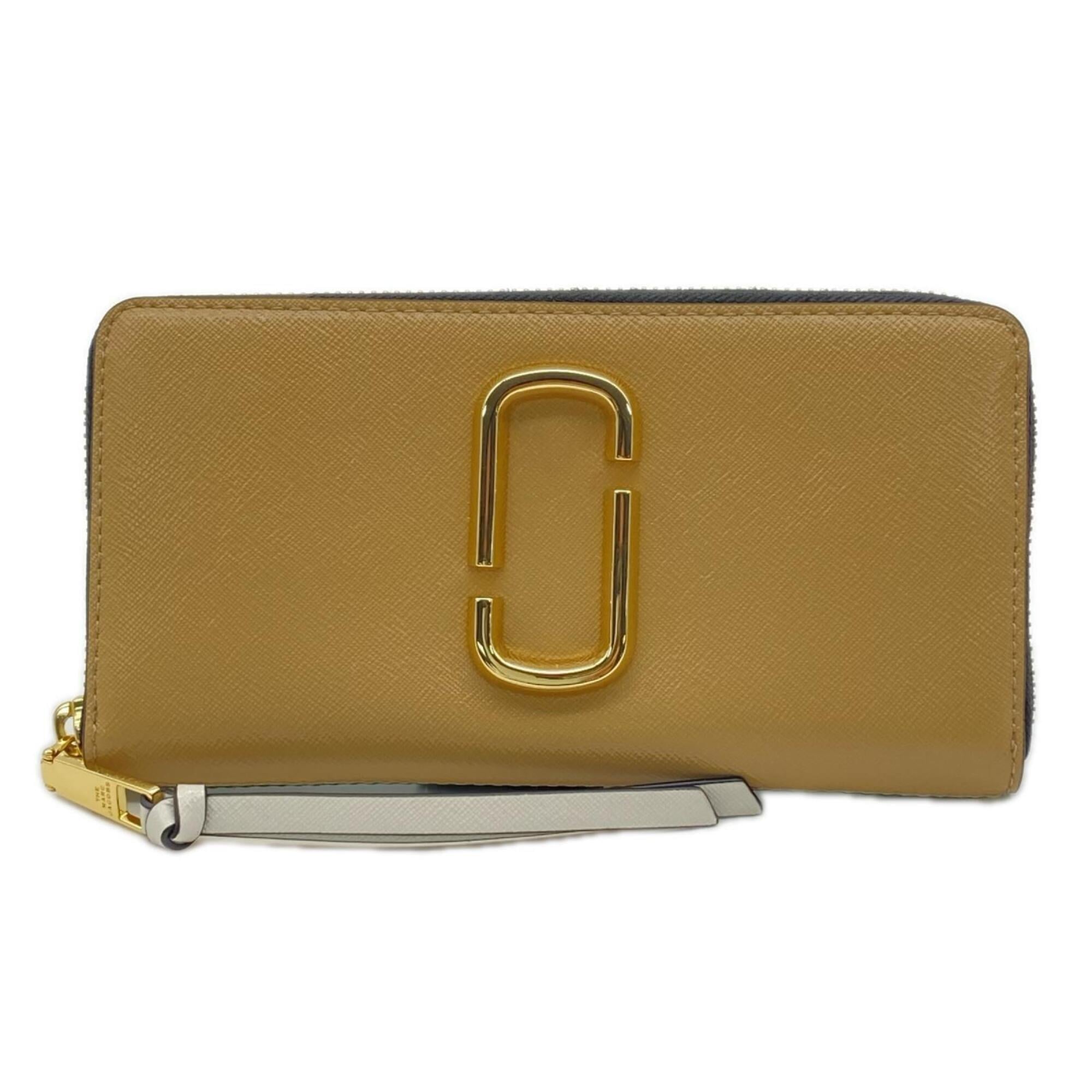 Marc Jacobs Beige Green White Leather Long Wallet (Bi-Fold) (Pre-Owned)
