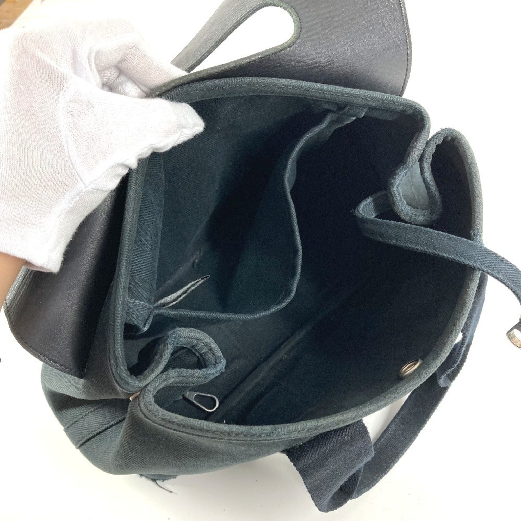 Hermes Valparaiso Black Cotton Leather Handbag Tote Bag (Pre-Owned)