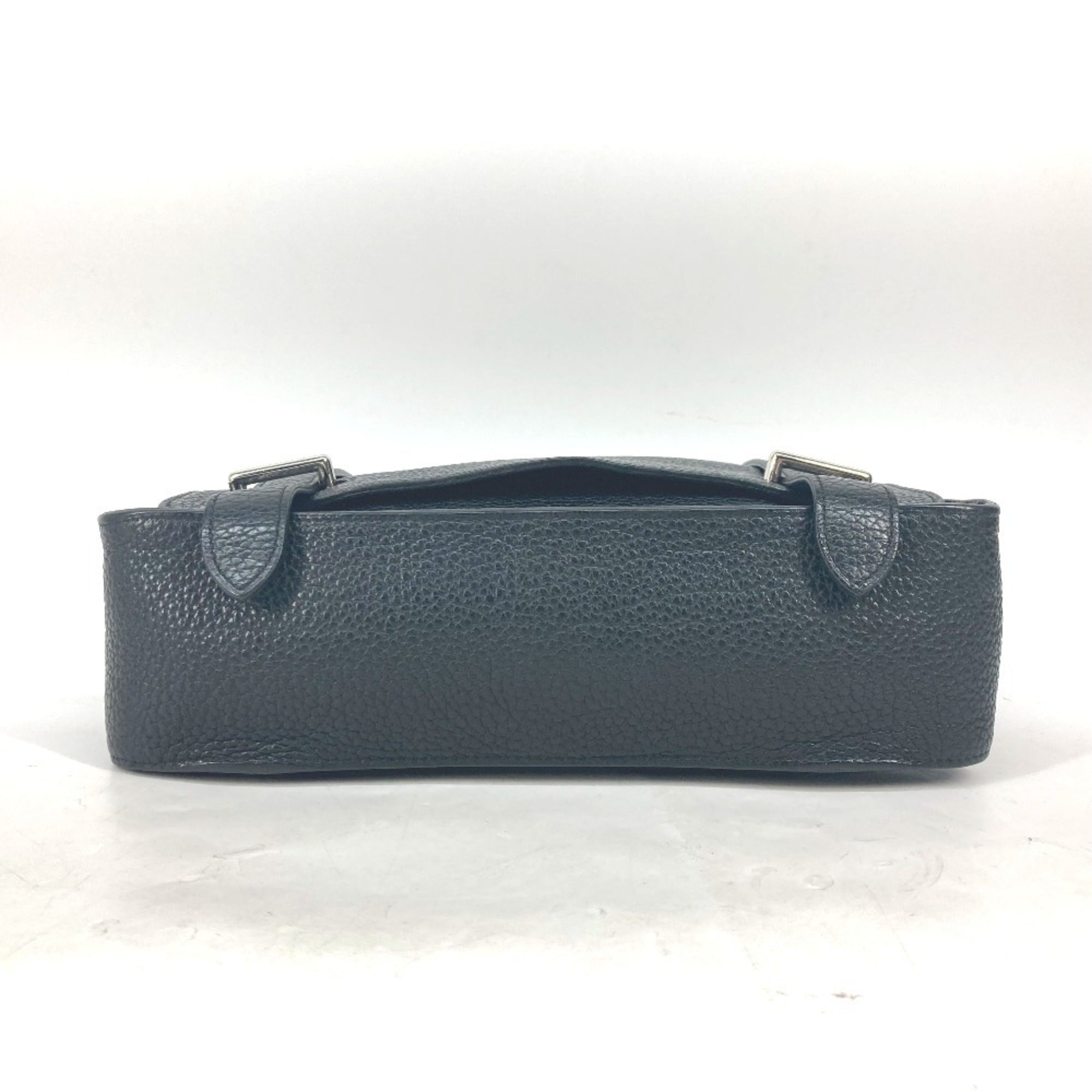 Hermes Black Blue Taurillon Clemence Leather Messenger Bag Shoulder Bag (Pre-Owned)