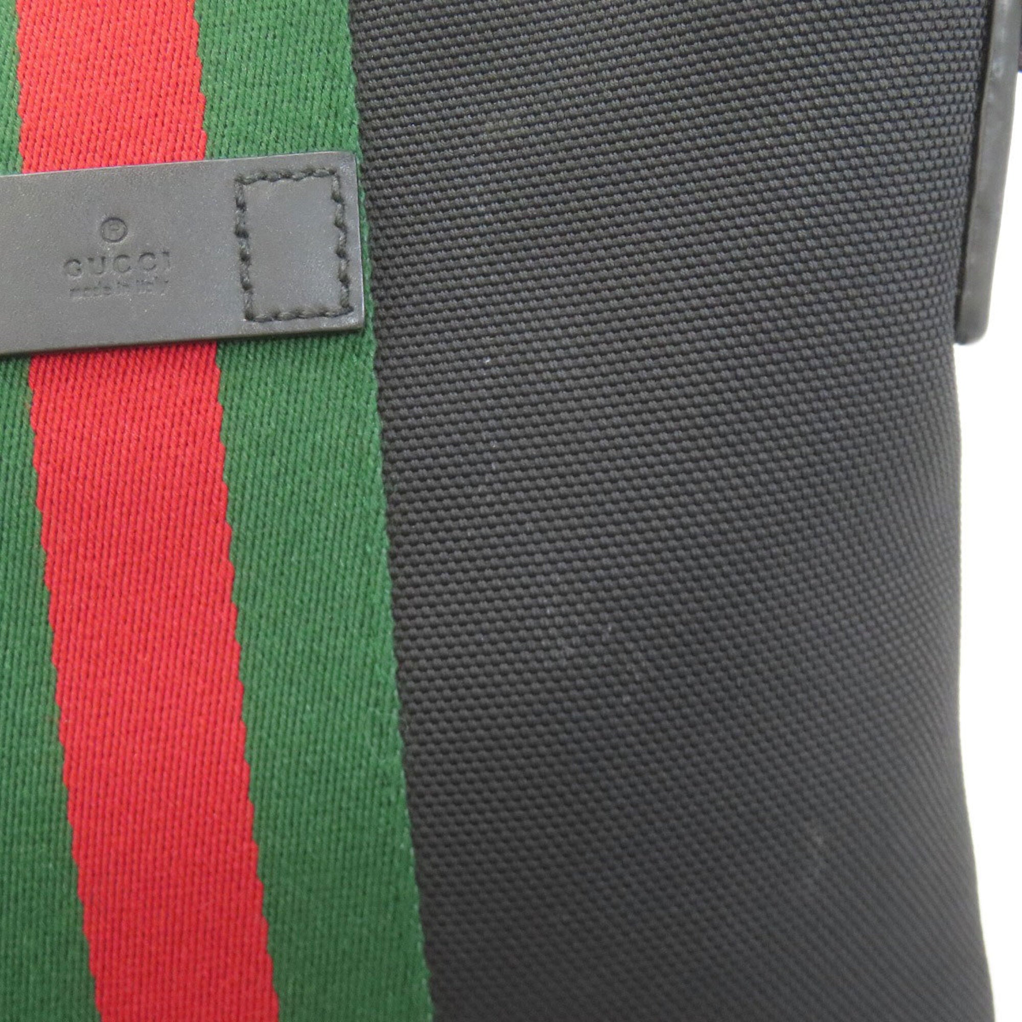 Gucci Sherry Line Black Canvas Leather Shoulder Bag (Pre-Owned)